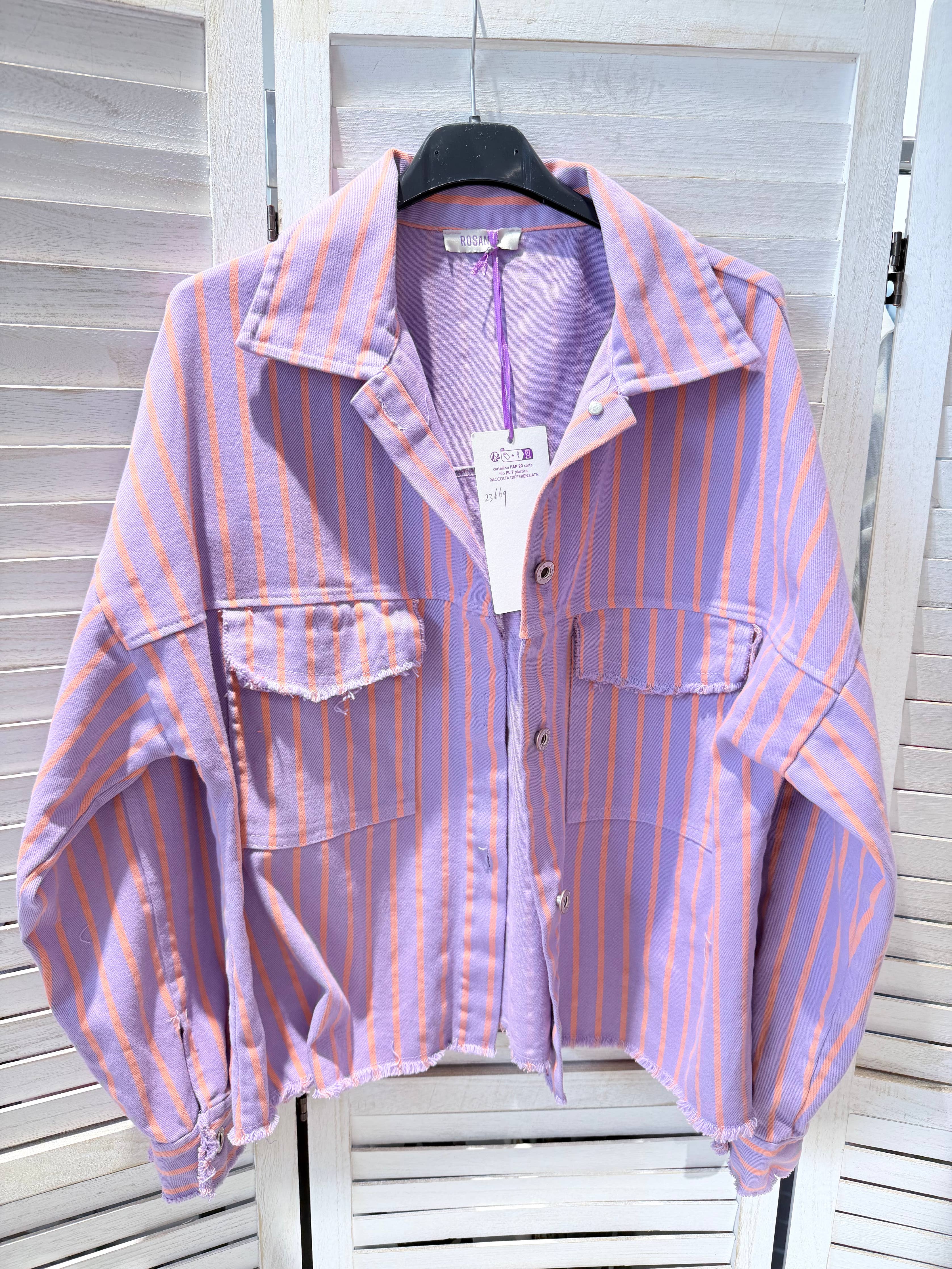 Veste coton violet rayé orange RITA
