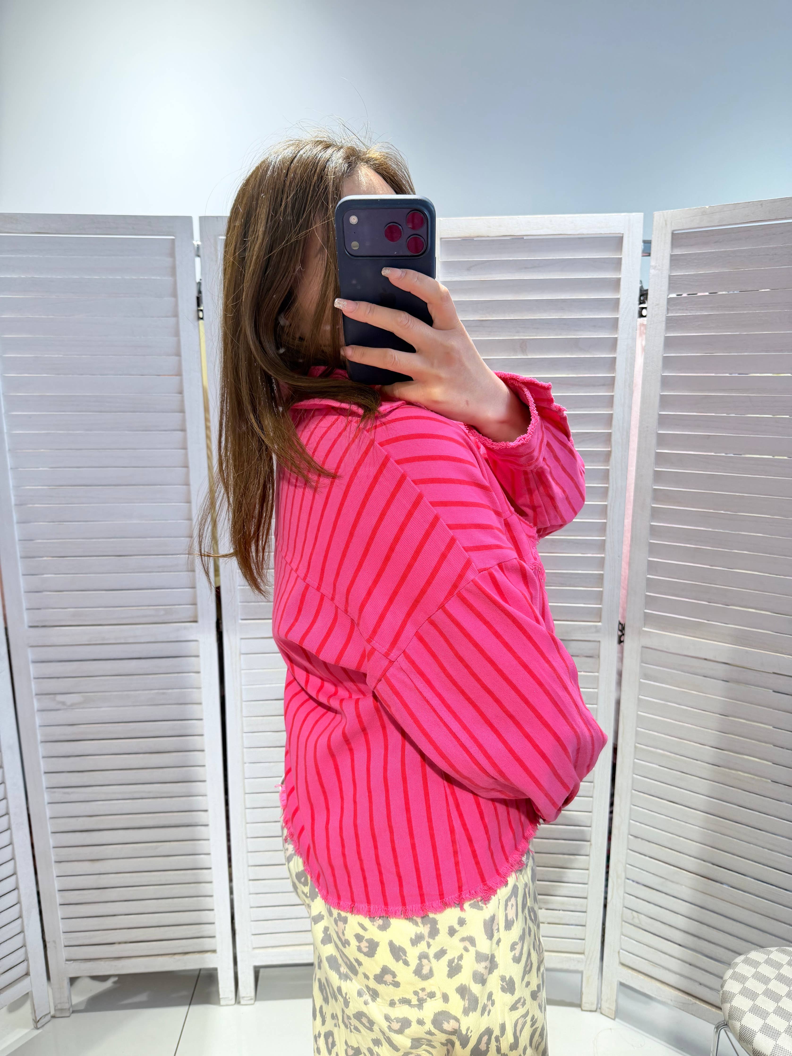 Veste coton fushia rayée rouge RITA