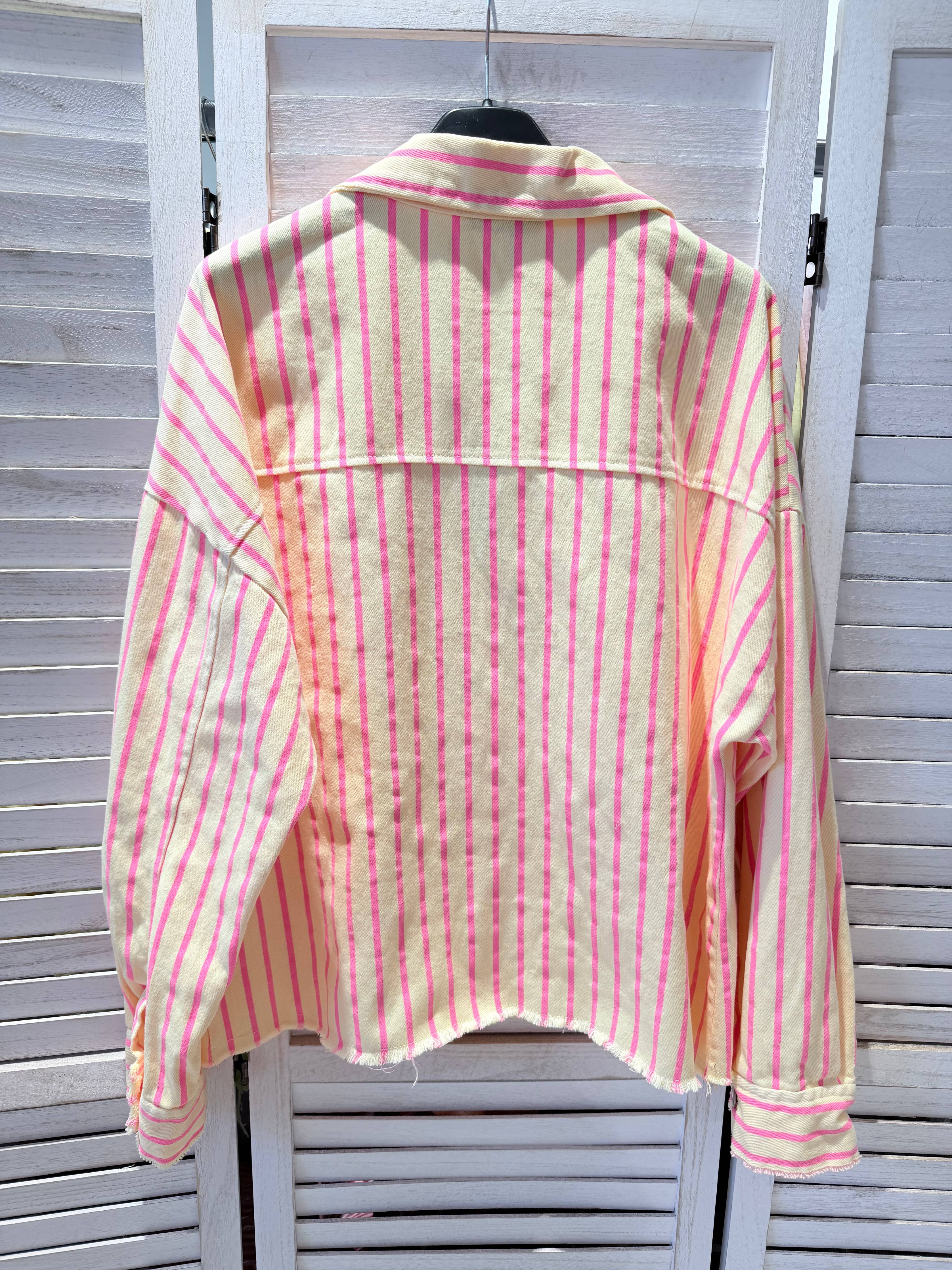 Veste rayée en coton RITA JAUNE&ROSE