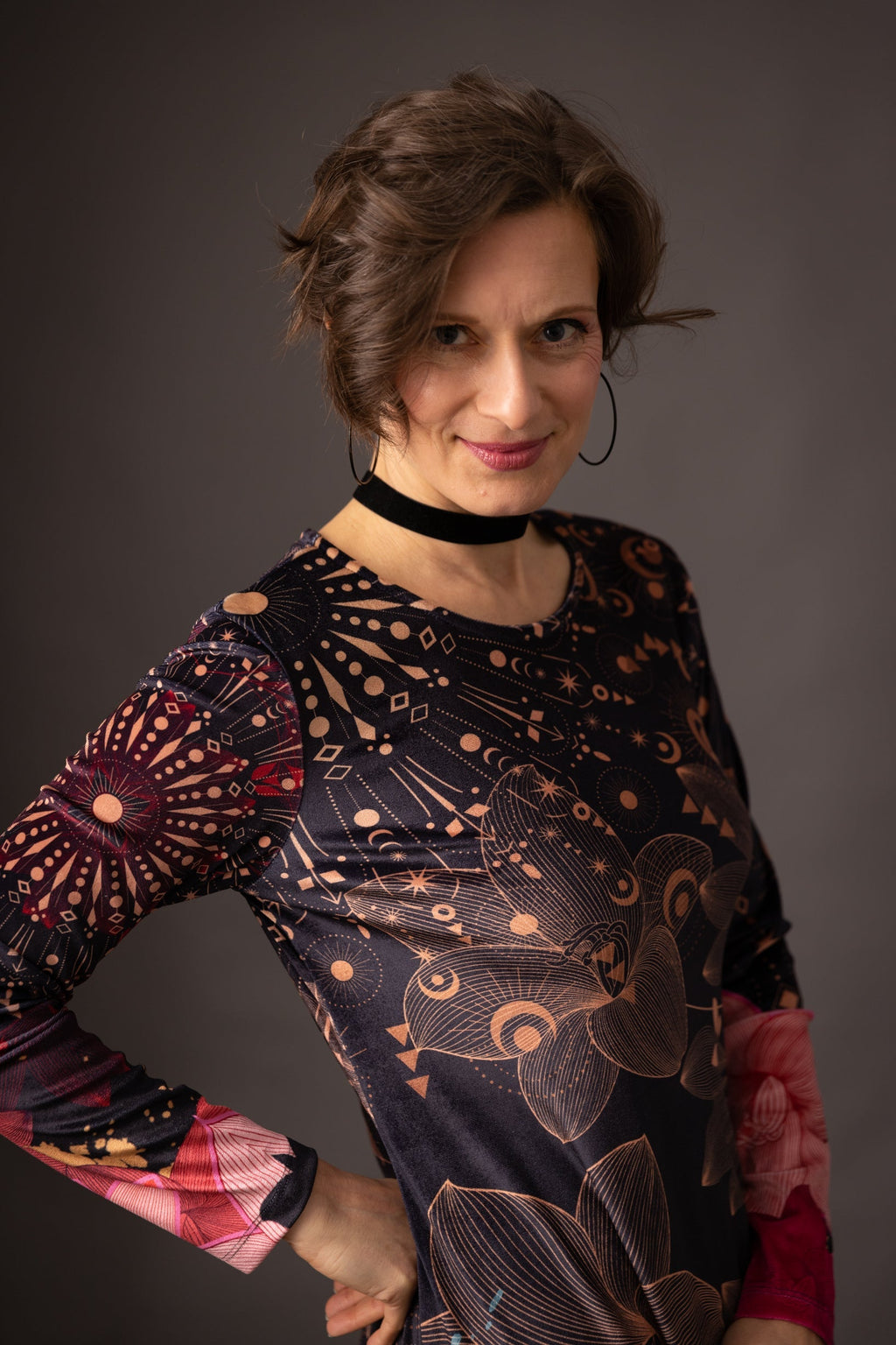 THEODORA Mandala Amber Velvet Dress 