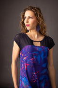 SORA NATURA Indigo printed crepe short dress 