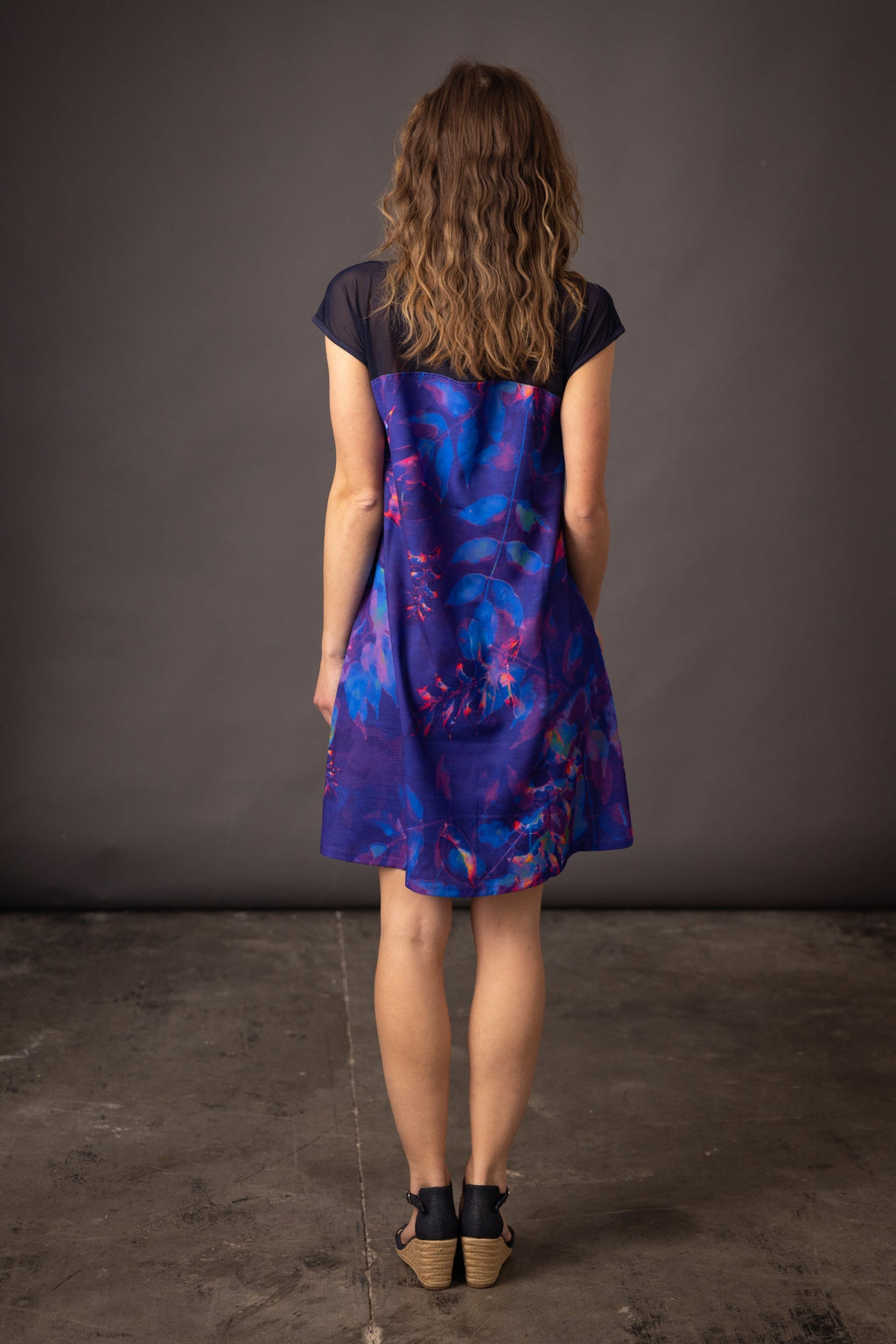 SORA NATURA Indigo printed crepe short dress 
