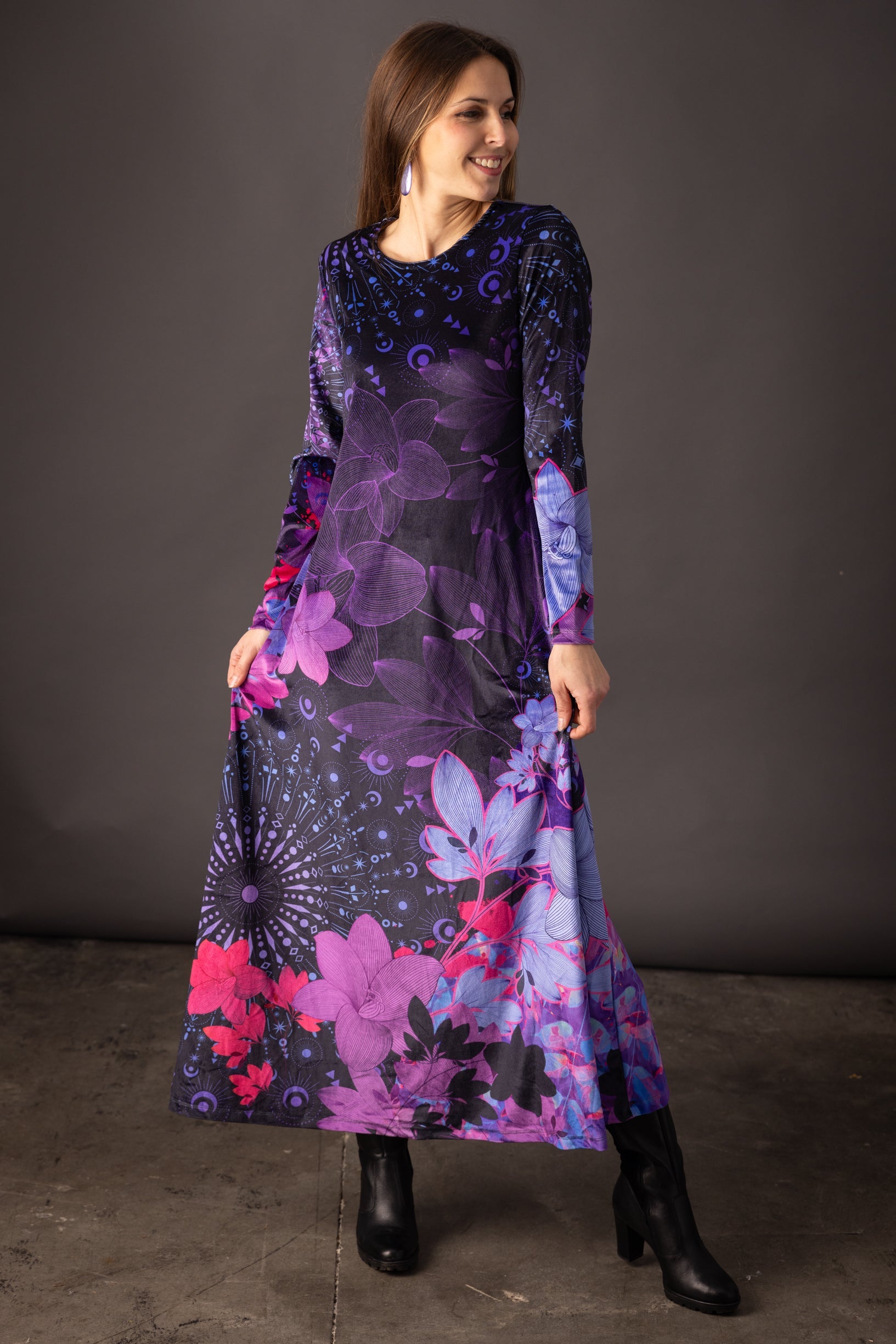 Robe velours THEODORA Mandala Indigo