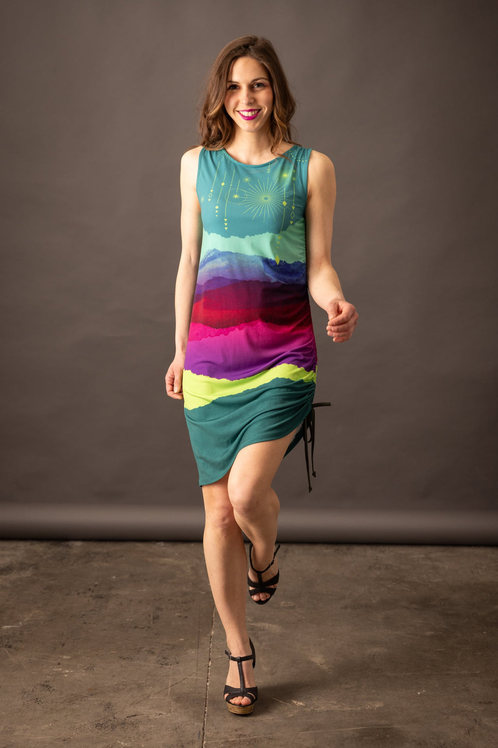 SOLIFLORE Ondina Emerald gathered dress 