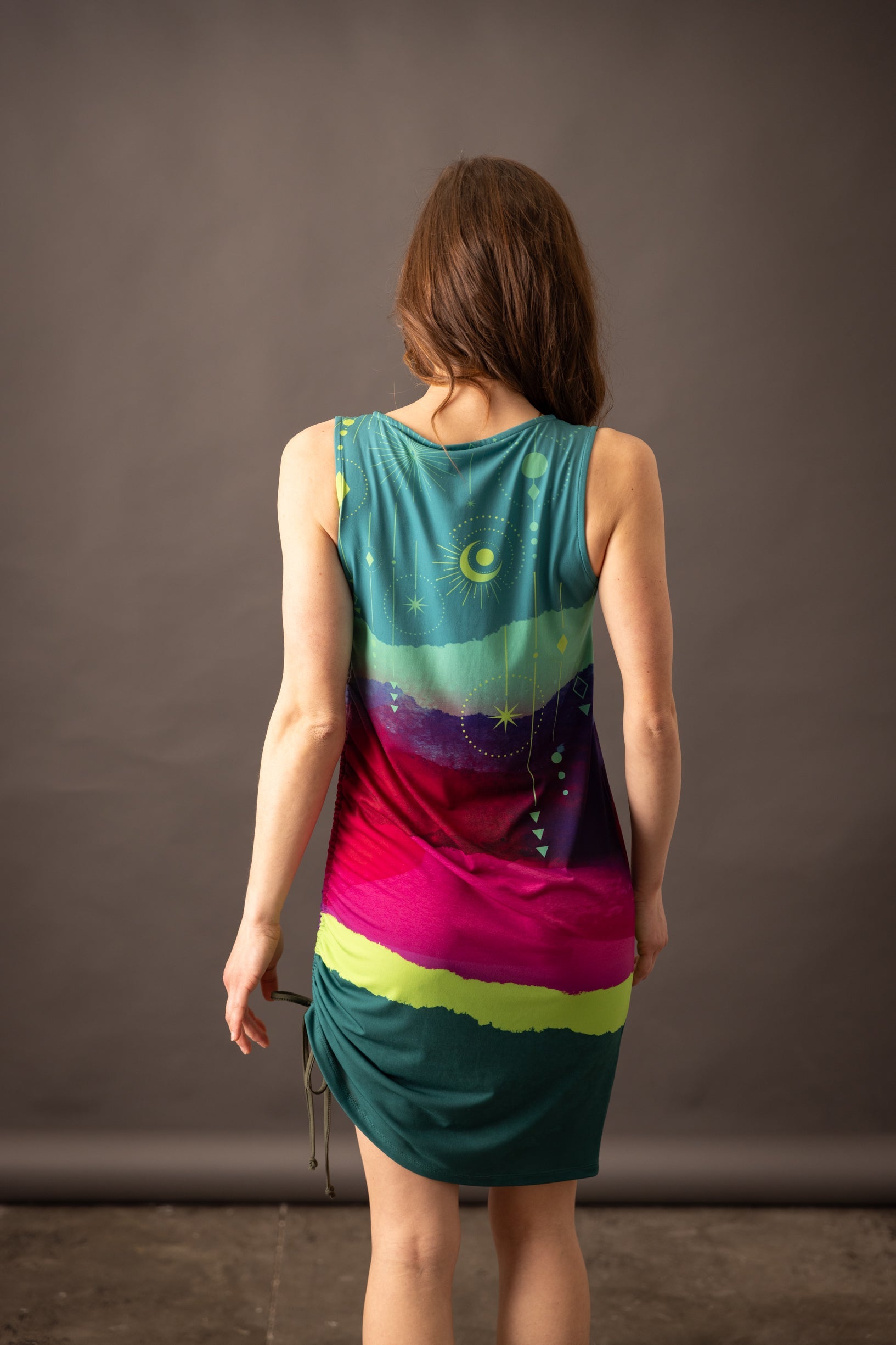 SOLIFLORE Ondina Emerald gathered dress 