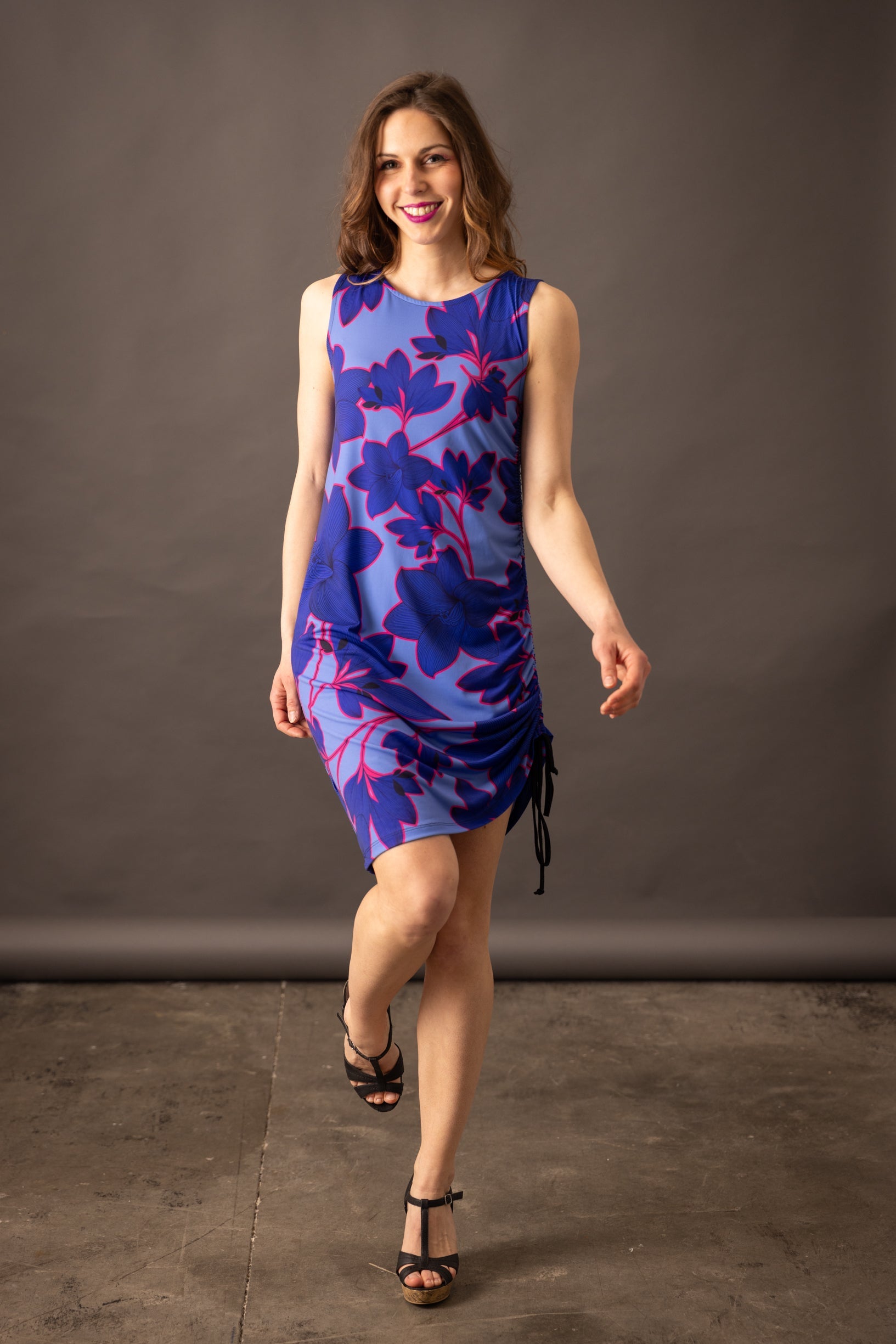 Robe fronce SOLIFLORE Freesia Indigo