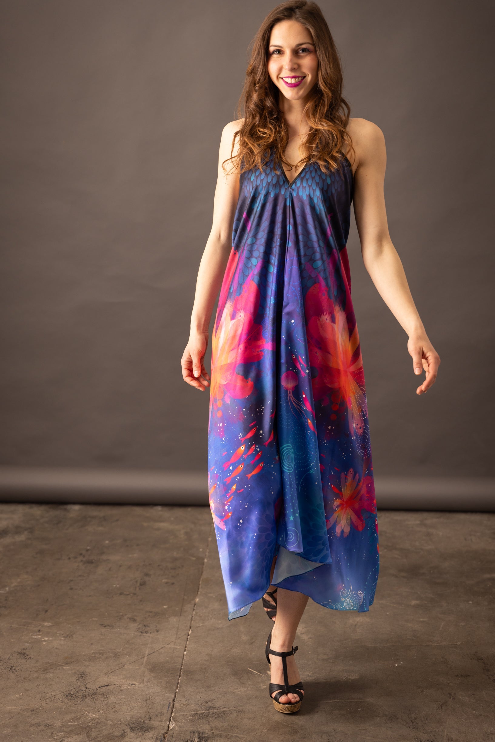 VALENTINE MER Backless Silk Dress