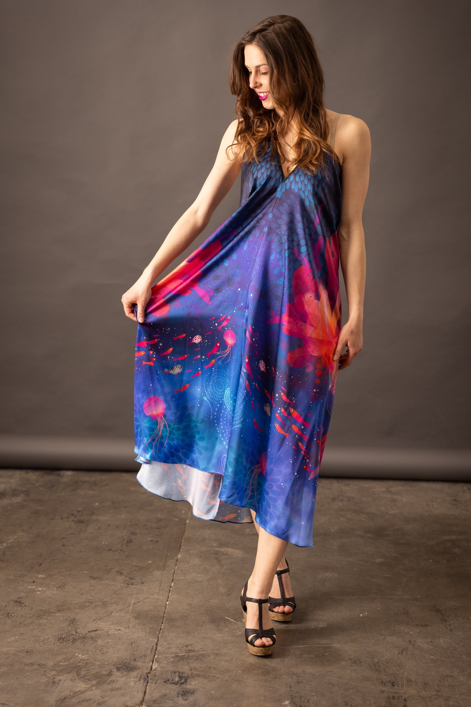 VALENTINE MER Backless Silk Dress