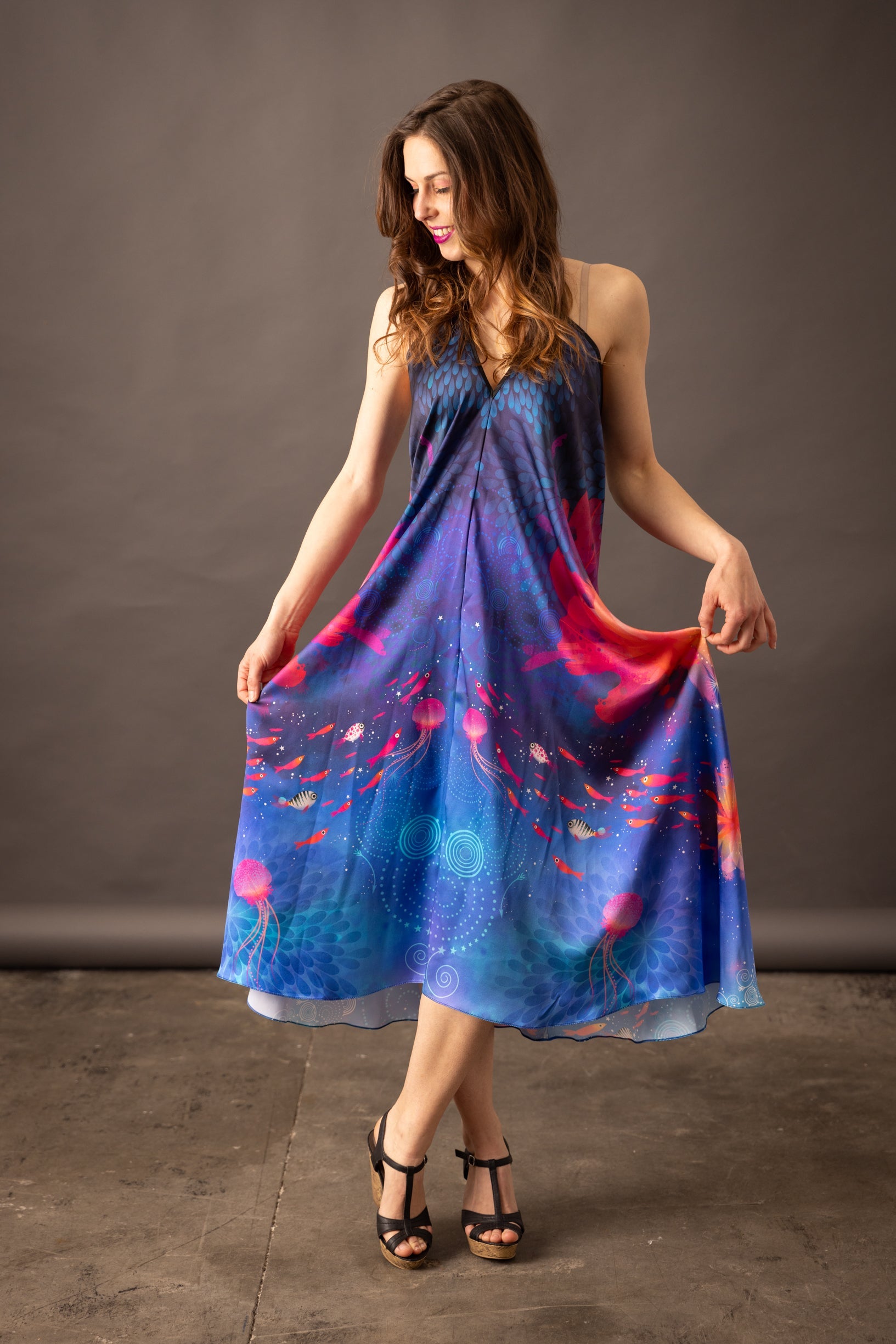 VALENTINE MER Backless Silk Dress