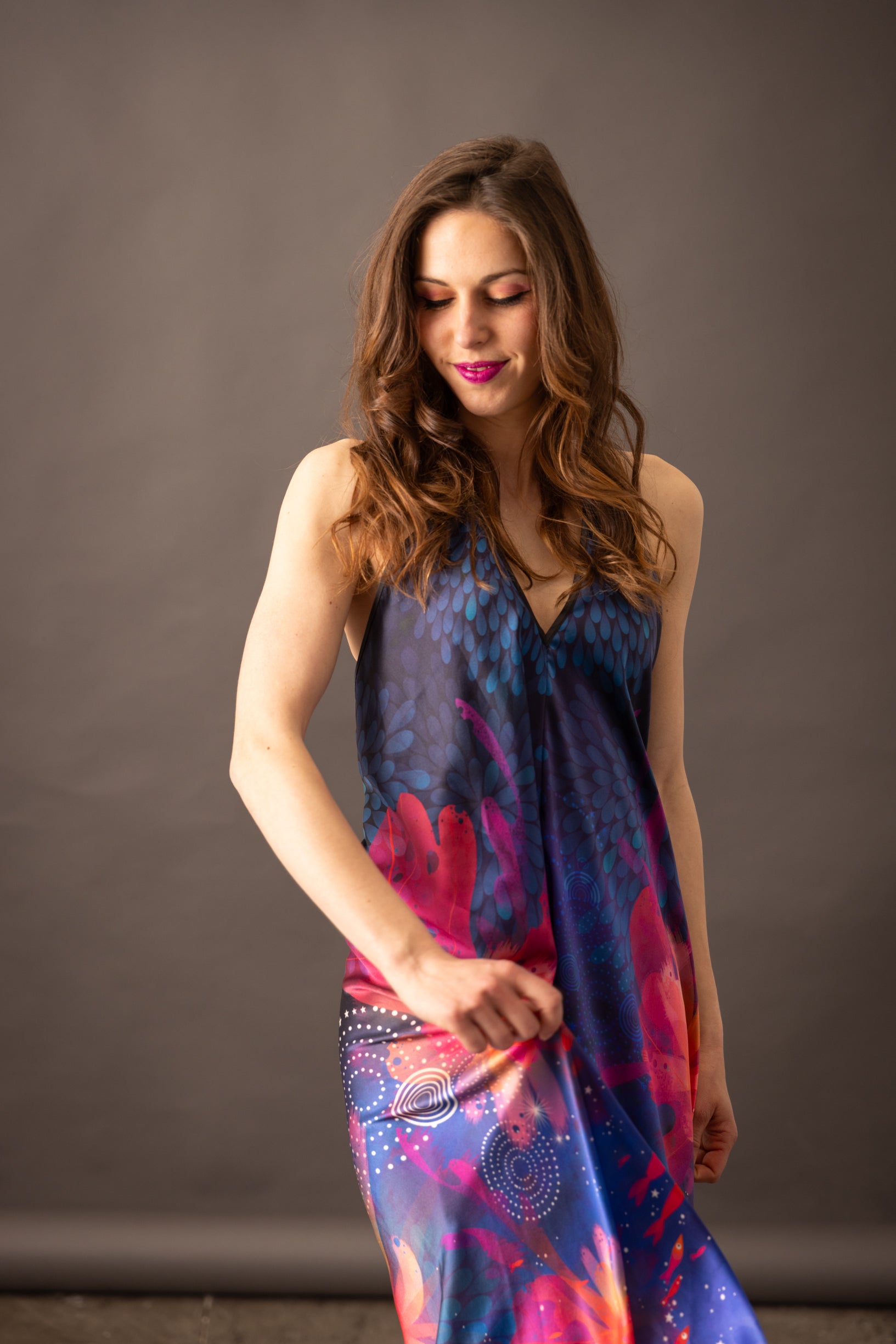 VALENTINE MER Backless Silk Dress