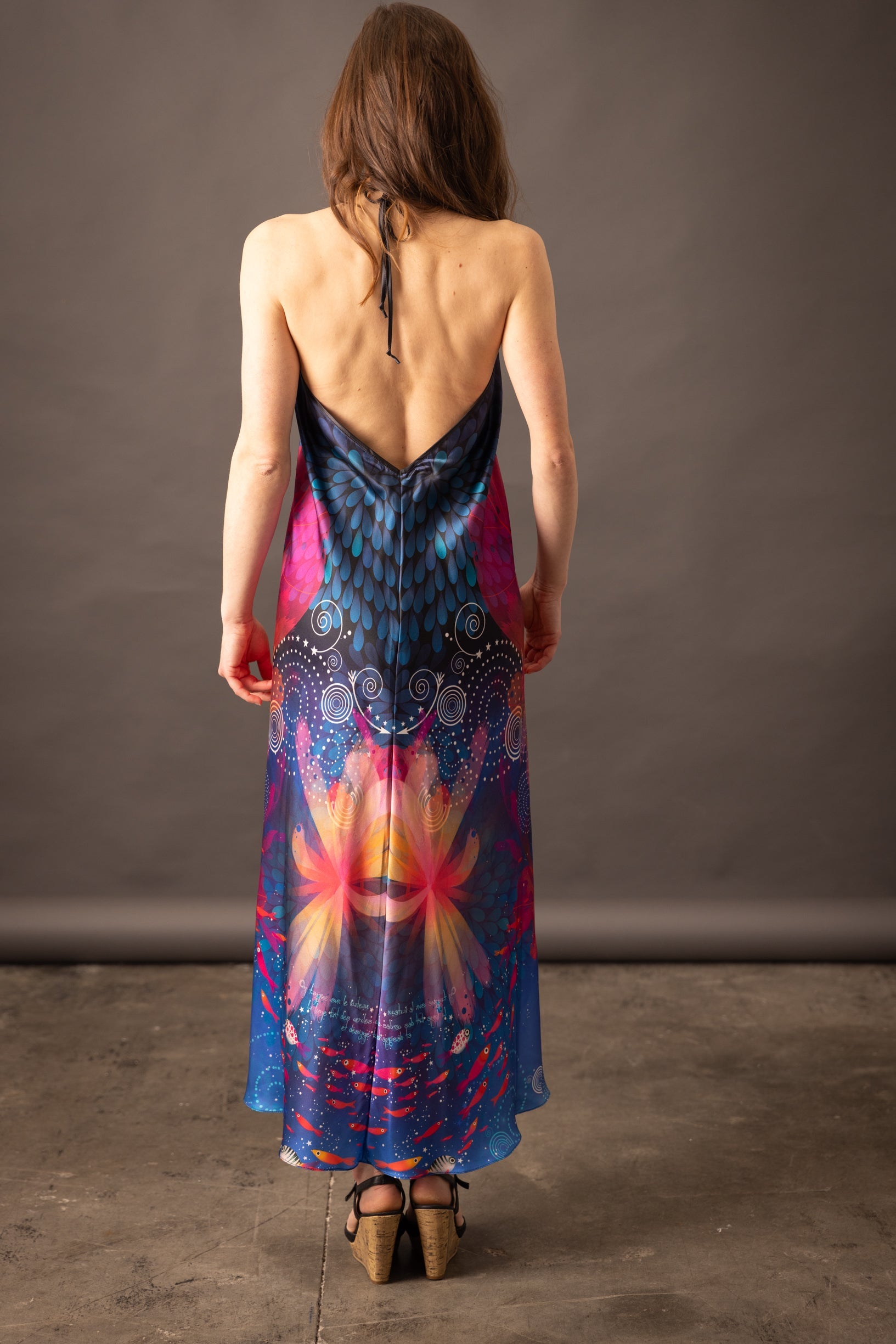 VALENTINE MER Backless Silk Dress