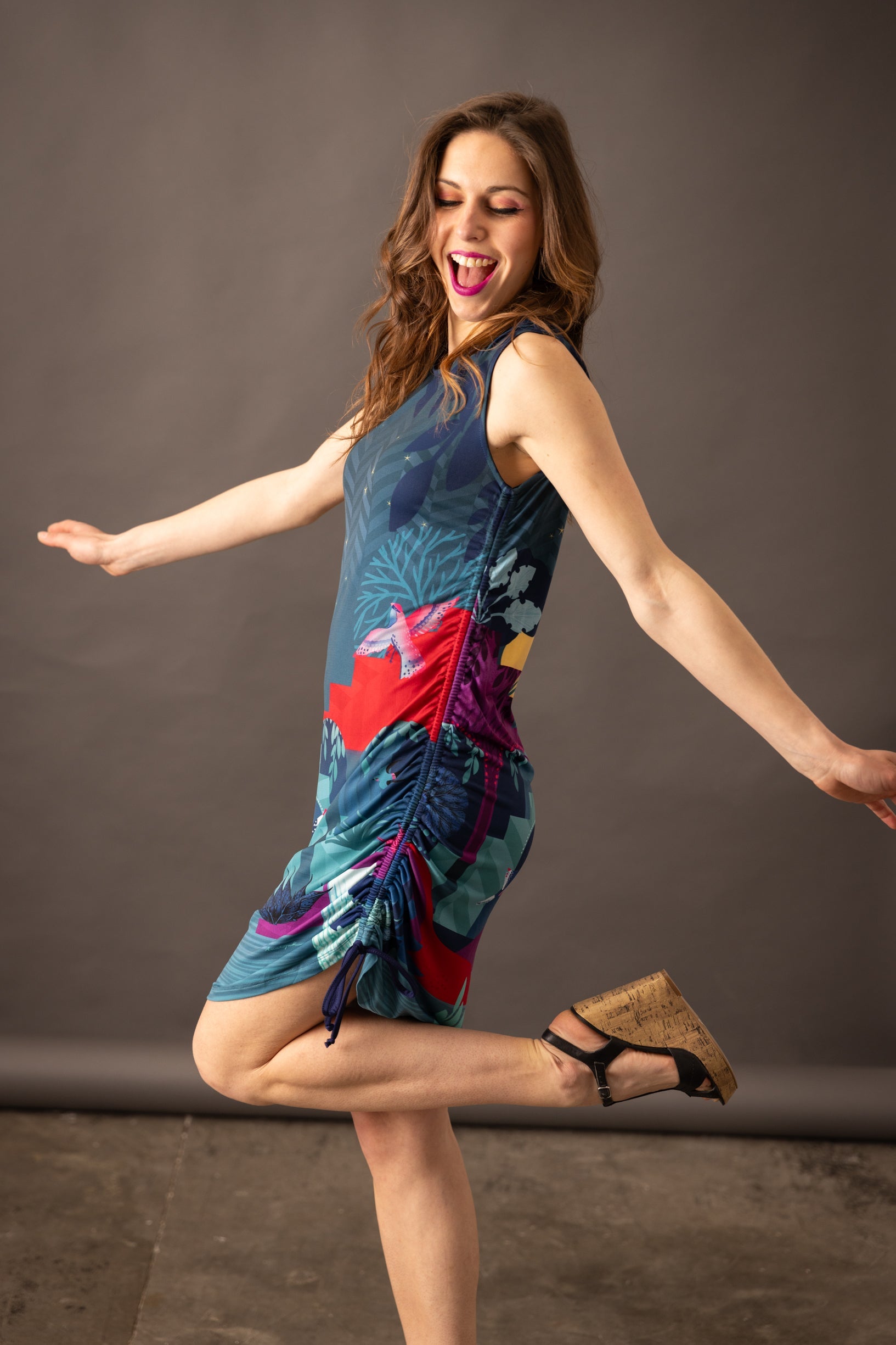 SOLIFLORE BABYLONE gathered dress 