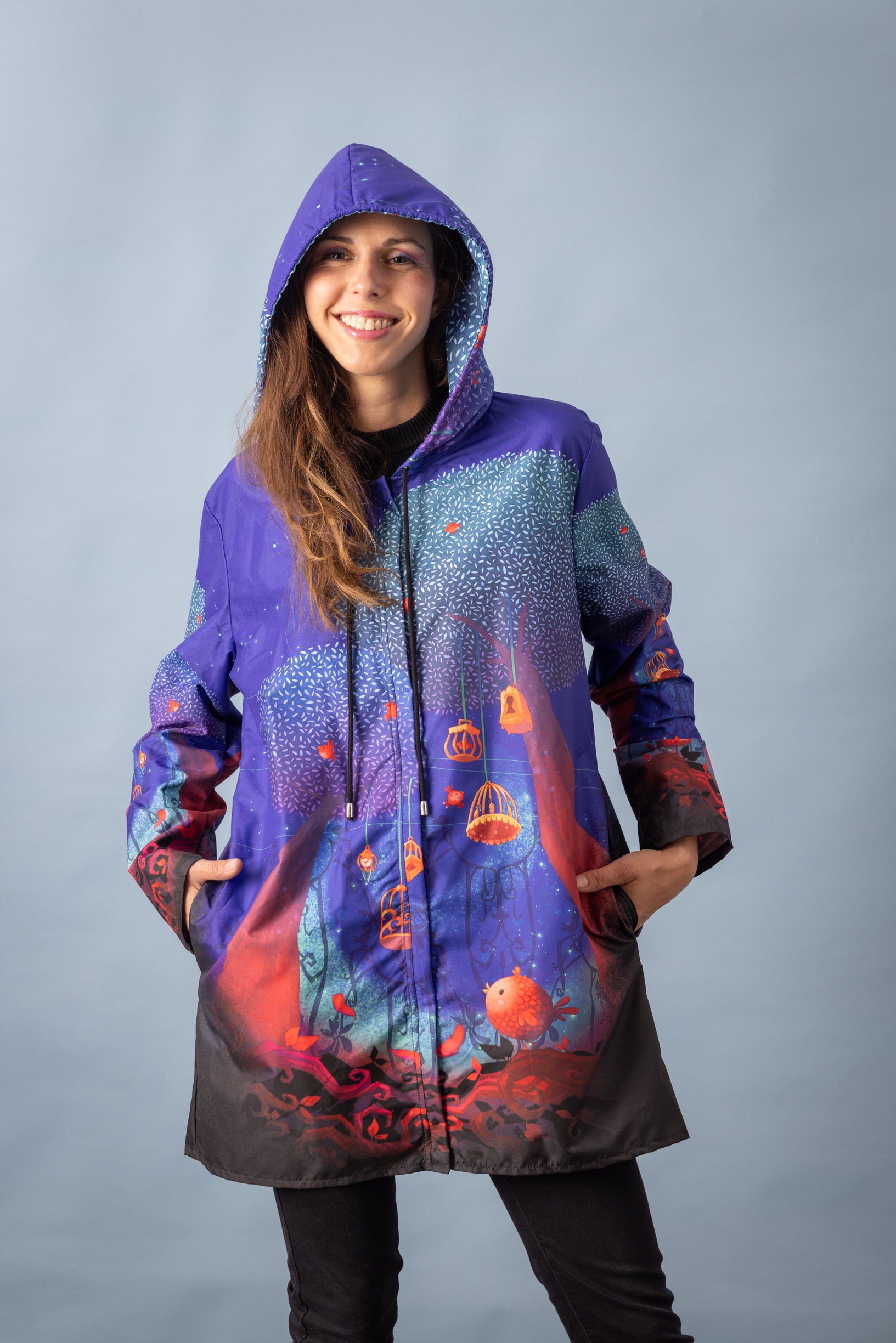 BIANCA BIRD CAGE printed parka 