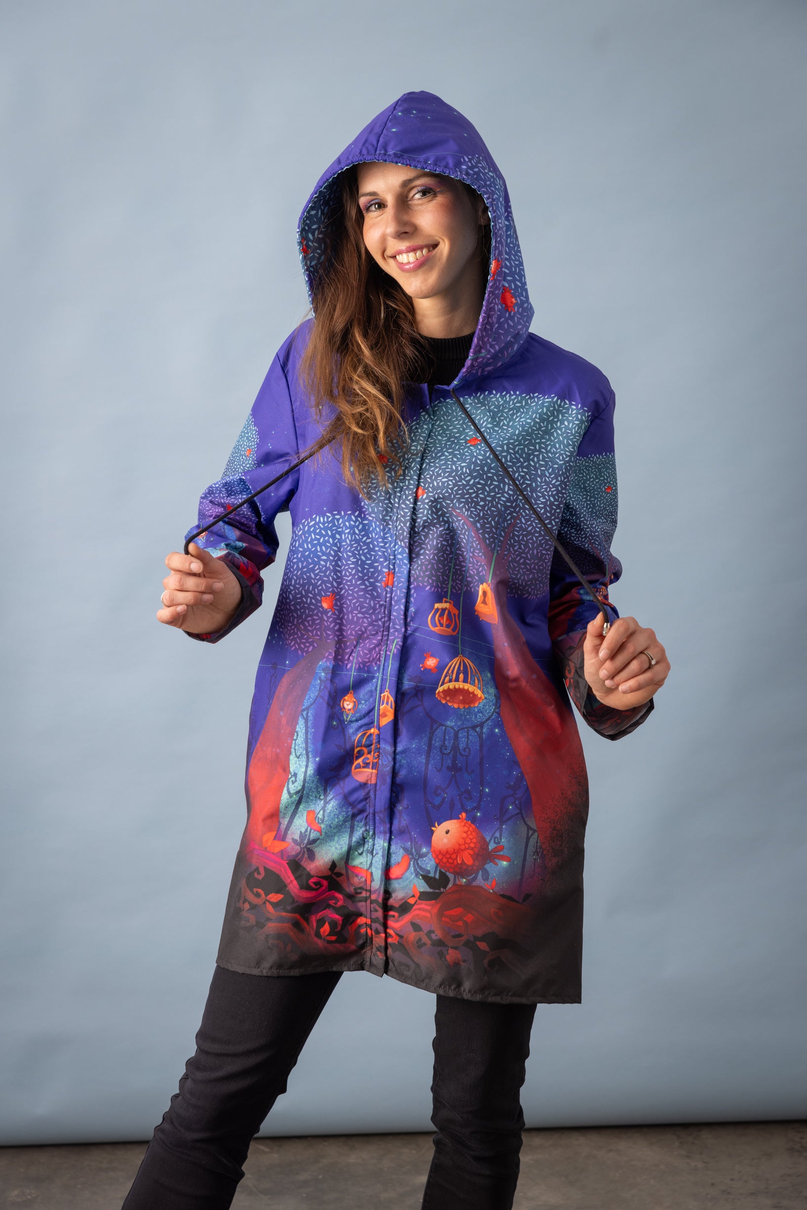 BIANCA BIRD CAGE printed parka 