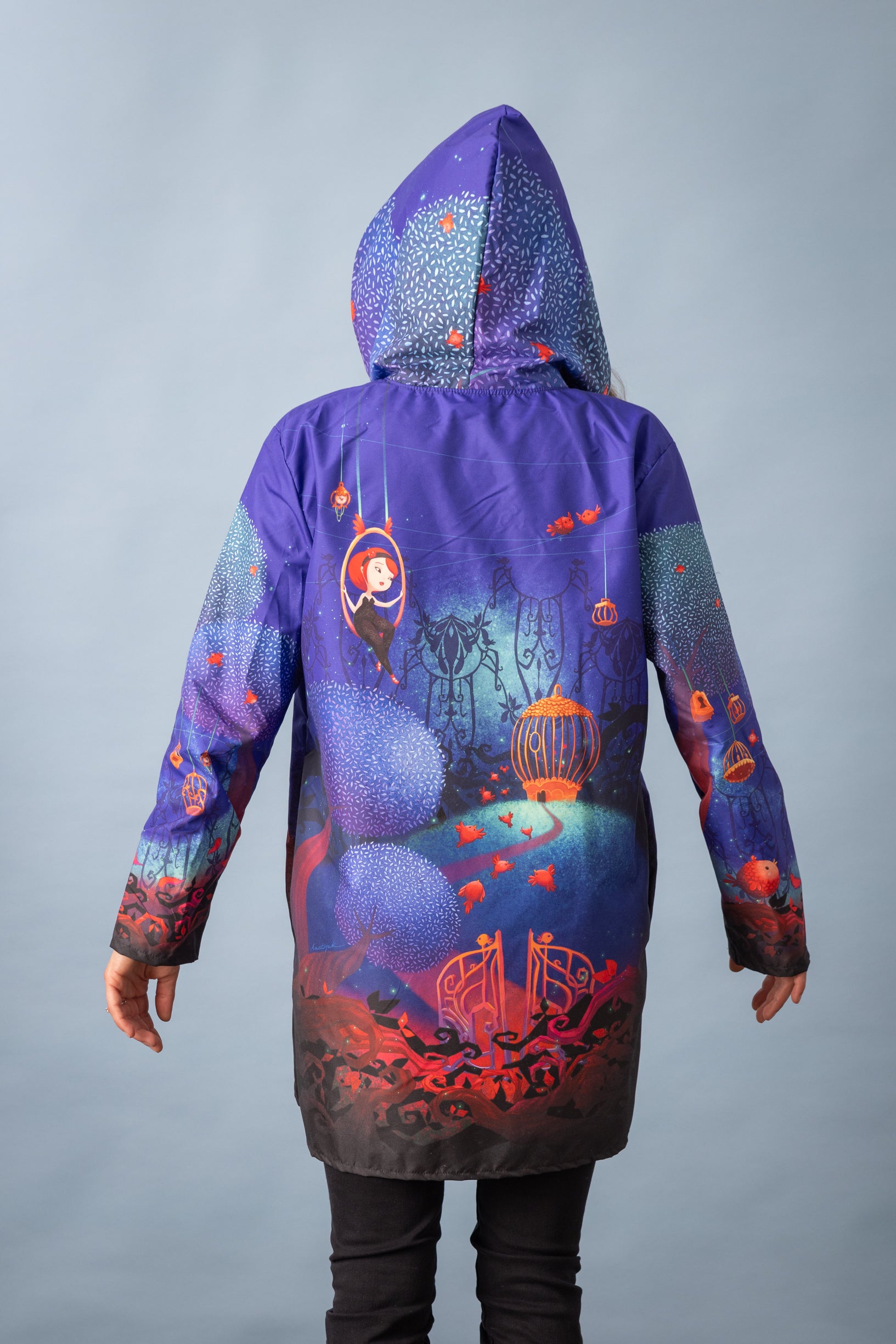 BIANCA BIRD CAGE printed parka 