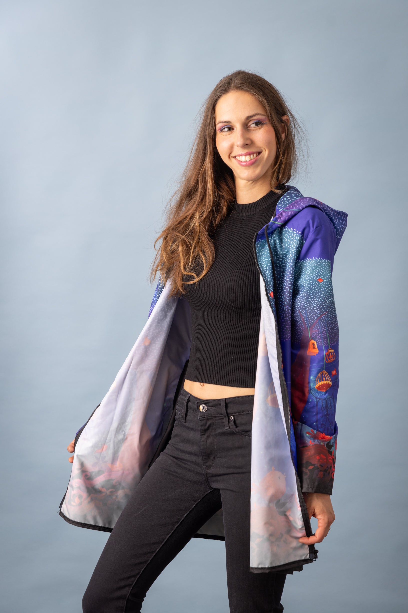 BIANCA BIRD CAGE printed parka 