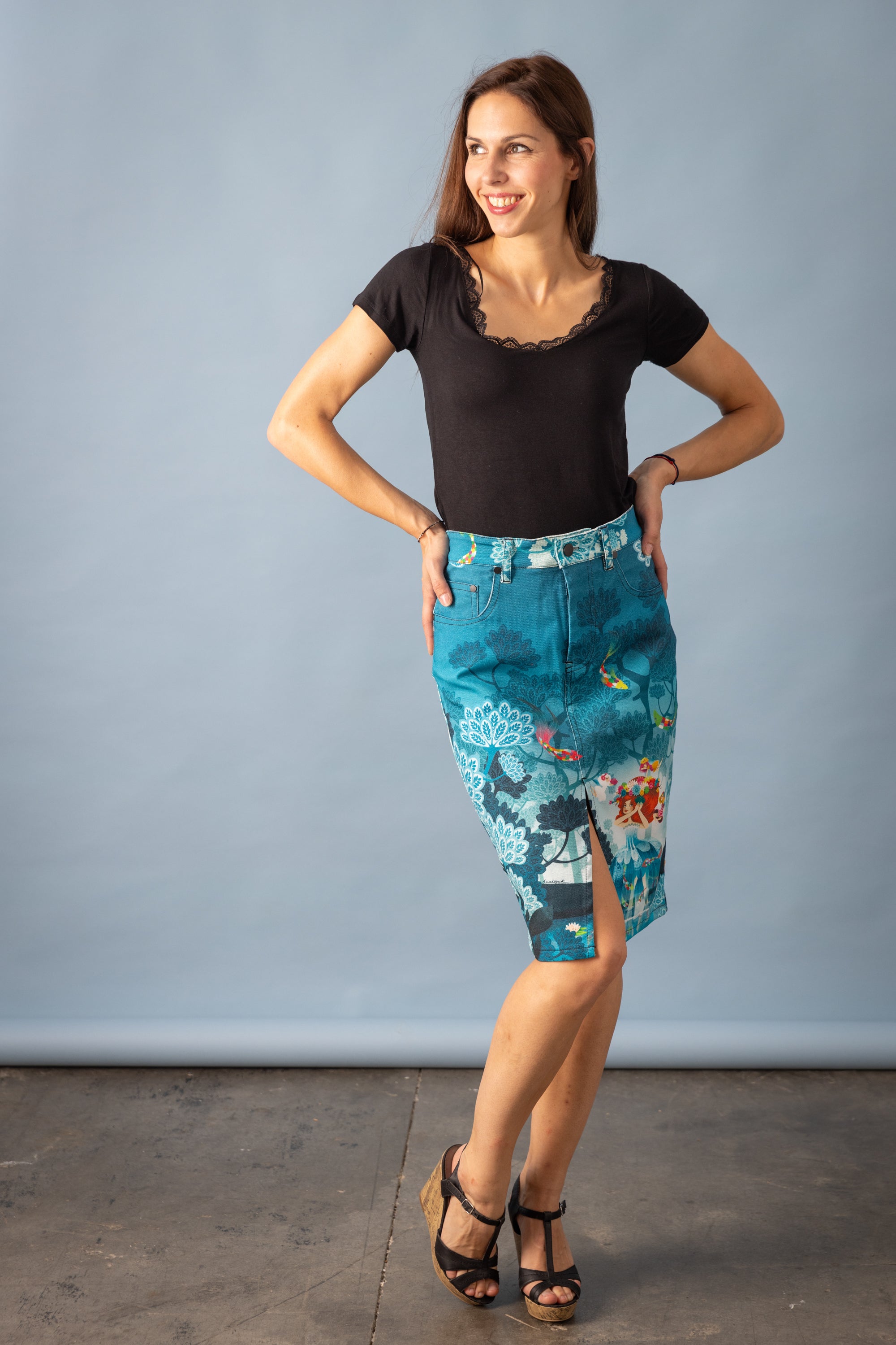 Jupe denim imprimée ANAKIM ONDINE