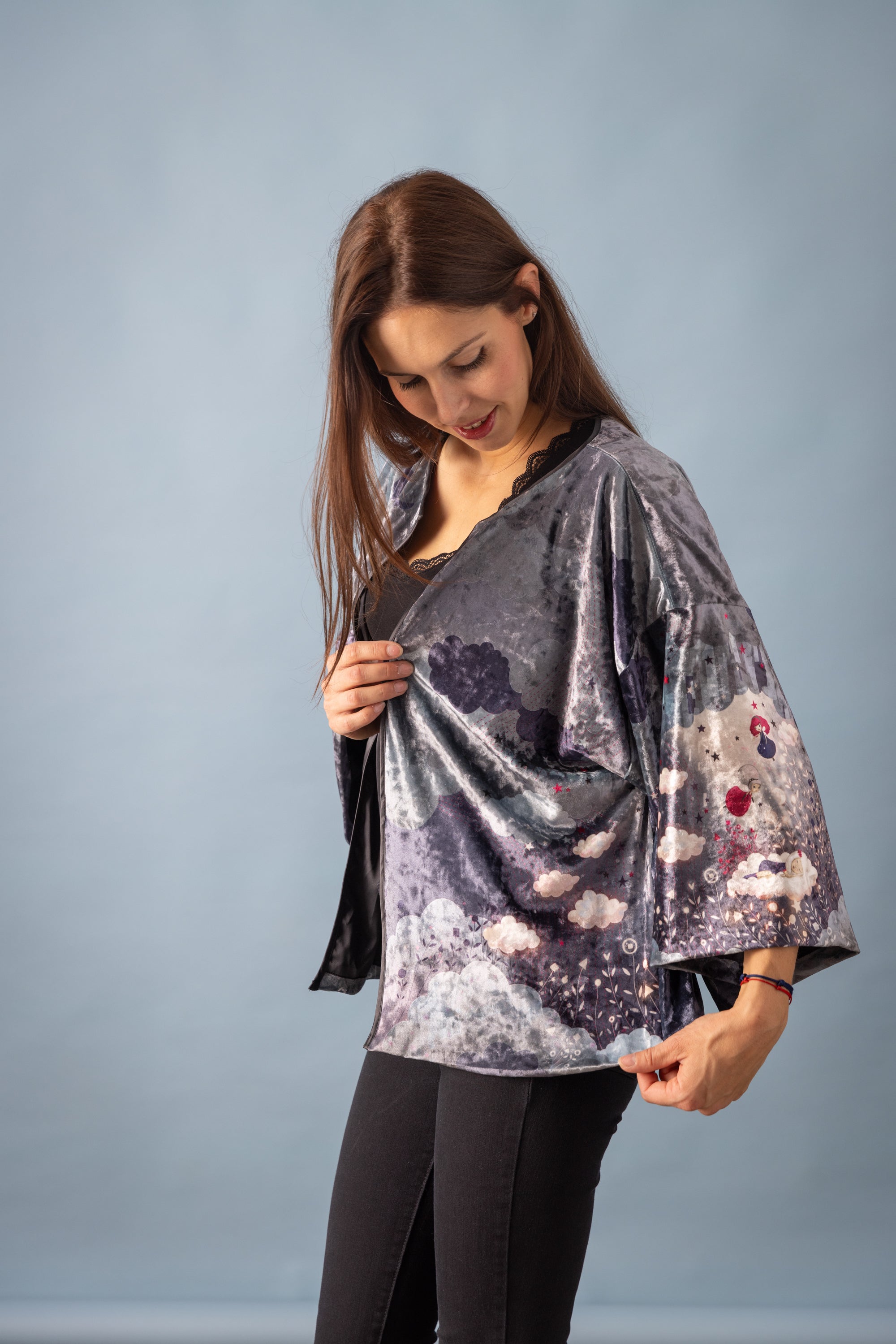 Kimono imprimé velours KIMIKO MIZAKI KIRO