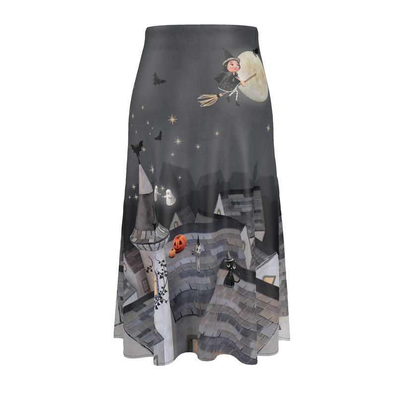 Jupe longue imprimée satin ANGELE MAGIK