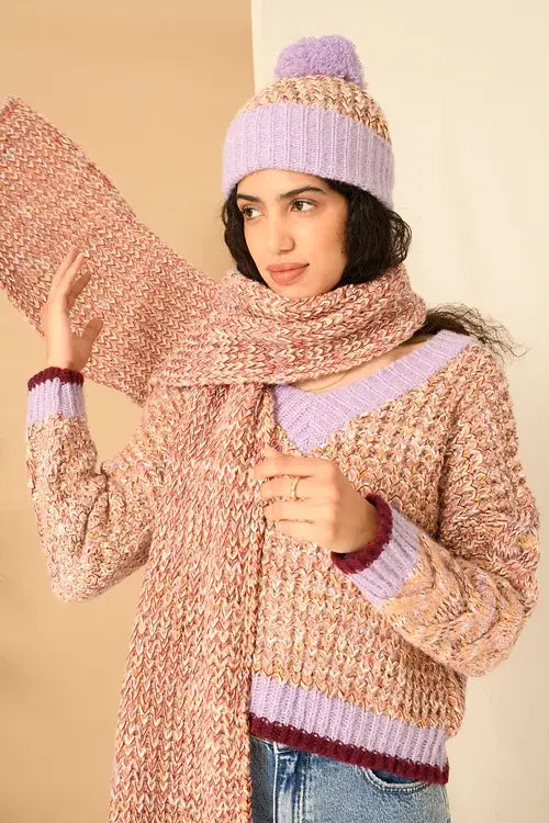 Bonnet tricot Lolly Twist Bobble Lilac