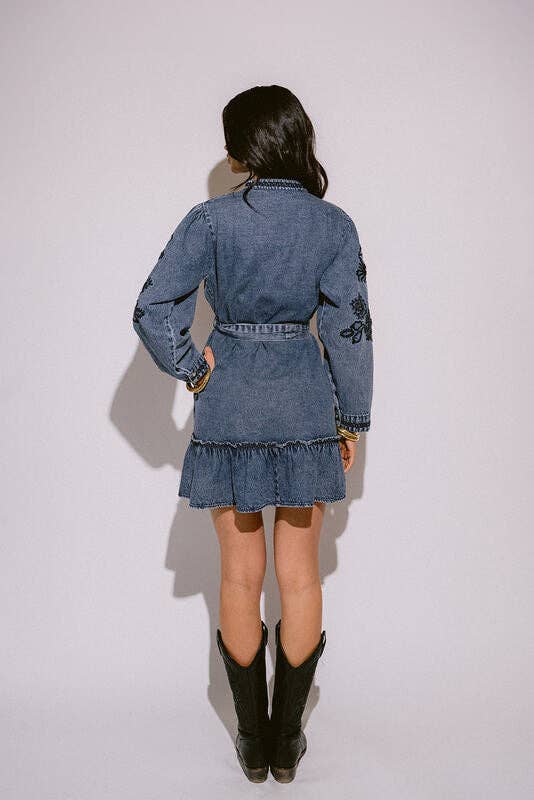 ROBE EN JEAN FLORAL COSMOS