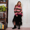 Pull à col roulé rayé à manches ballon oversize Tasha - Violet