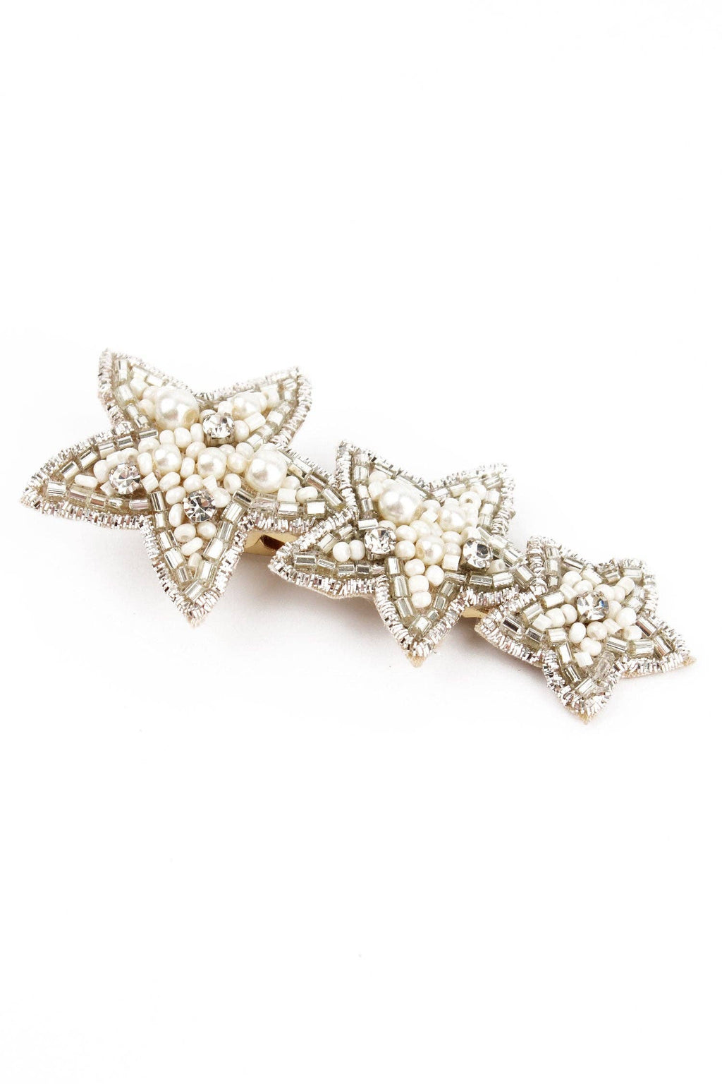 BARRETTE À CHEVEUX EN FORME D'ÉTOILE ARGENTÉE ET NACRÉE