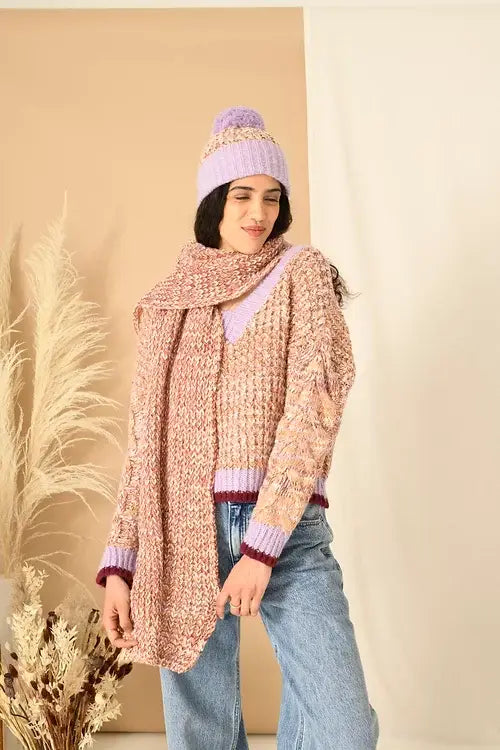 Écharpe tricot Florence Twist - Lilas