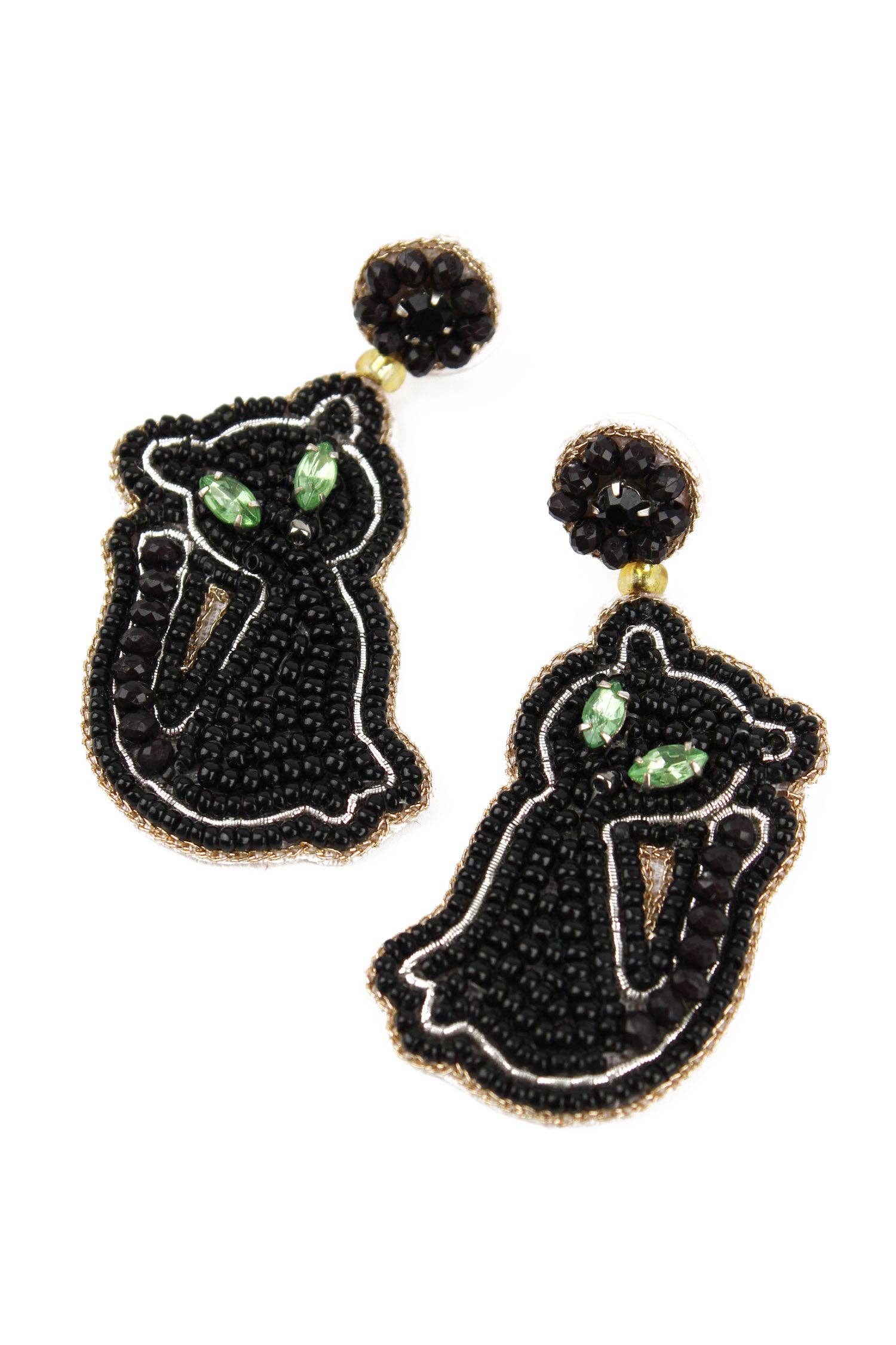 BOUCLES D'OREILLES CHAT NOIR