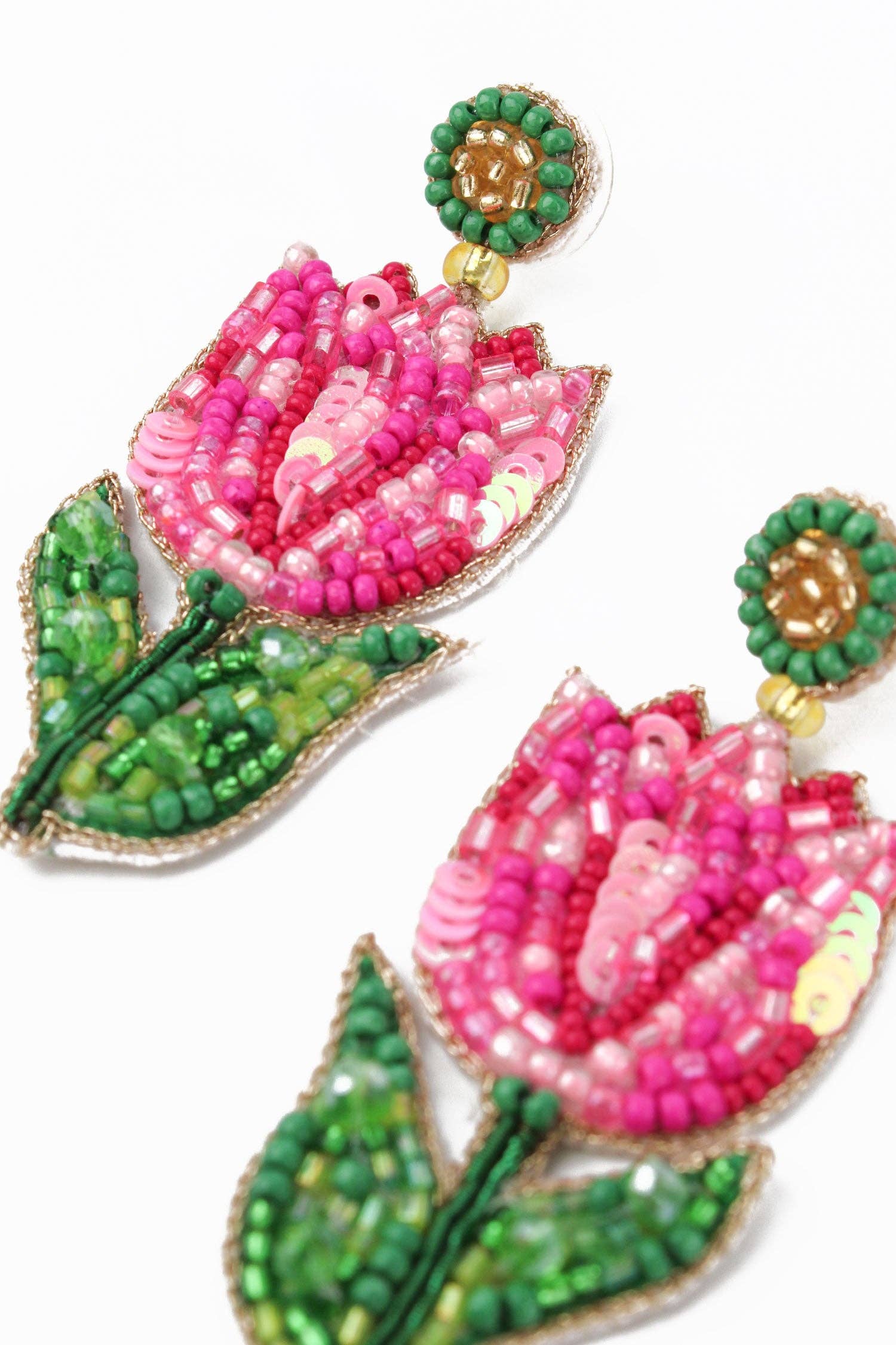 BOUCLES D'OREILLES TULIPE ROSE
