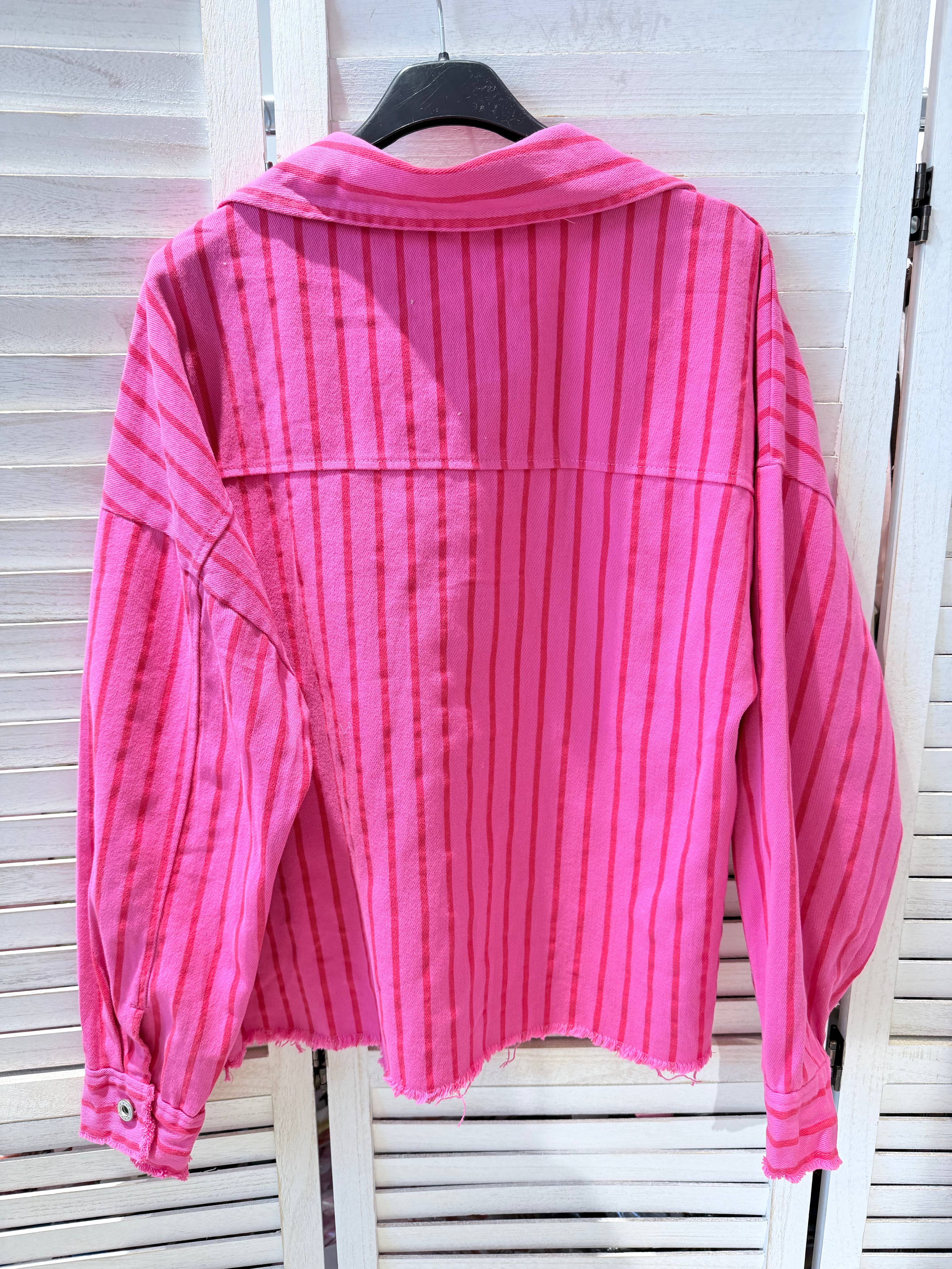 Veste coton fushia rayée rouge RITA