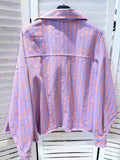 Veste coton violet rayé orange RITA