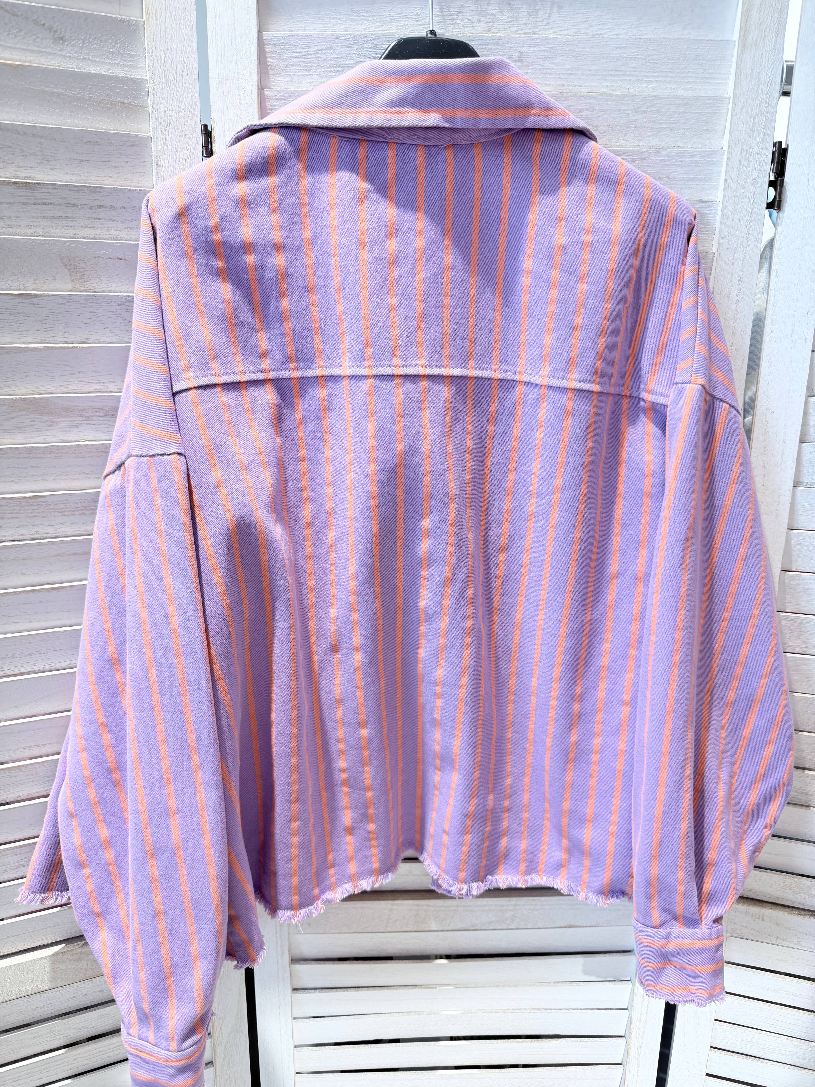 Veste coton violet rayé orange RITA