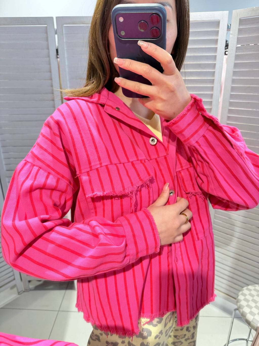 Veste coton fushia rayée rouge RITA