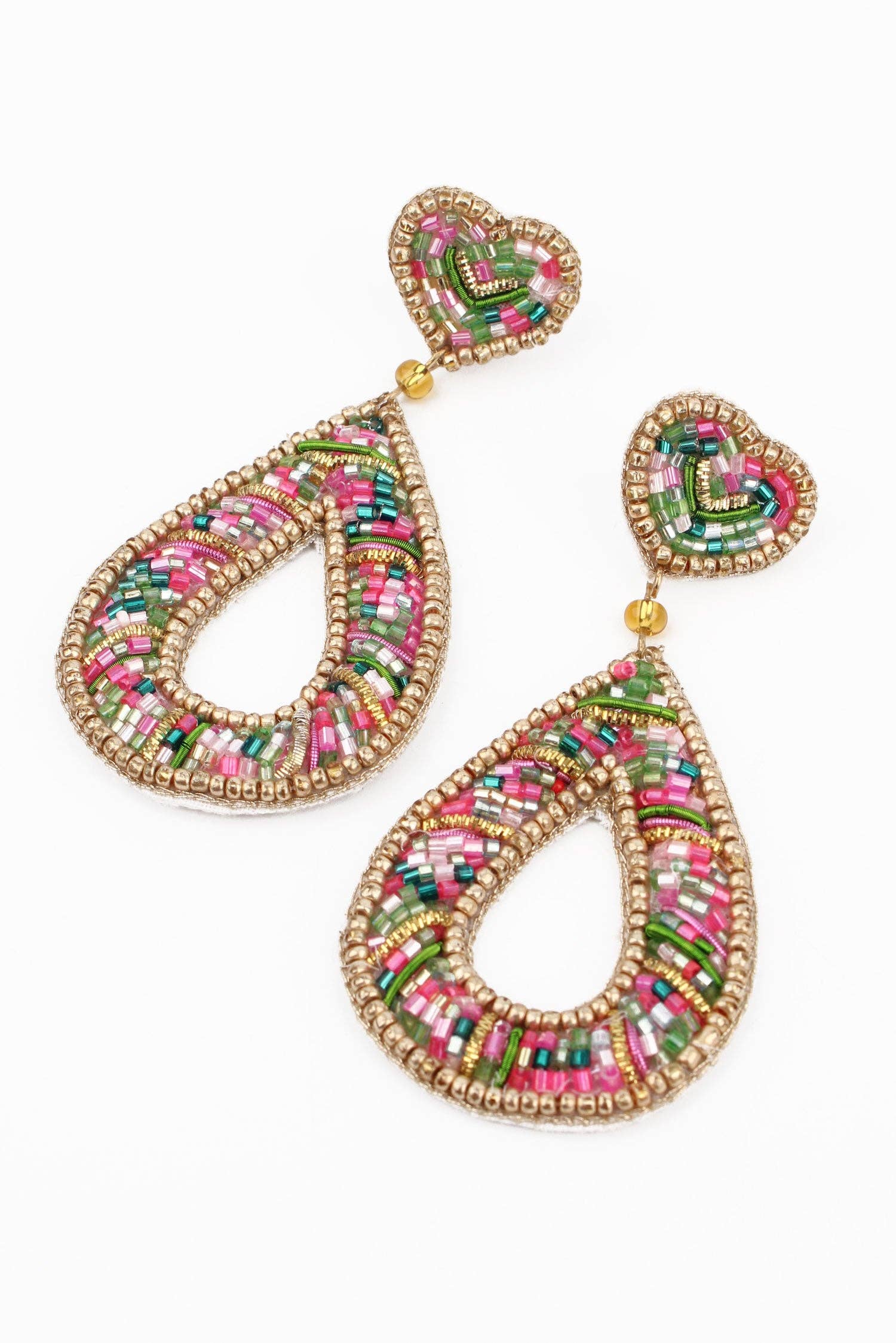 BOUCLES D'OREILLES GOUTTE ARC-EN-CIEL EN PERLES