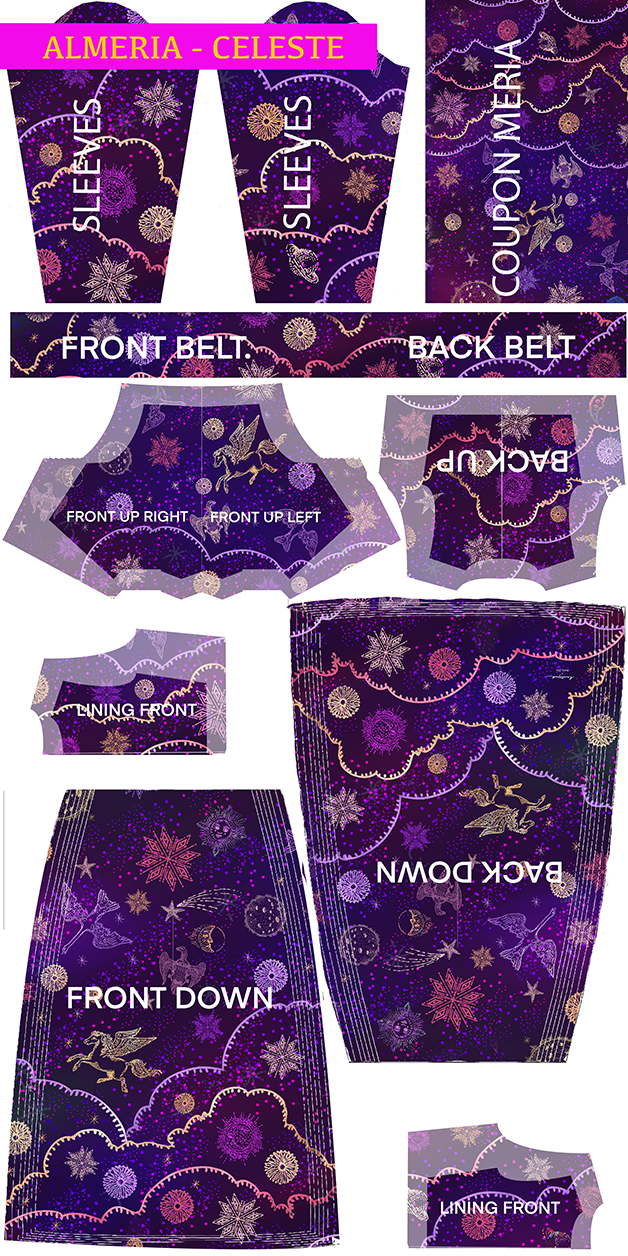 Robe longue imprimée ALMÉRIA CÉLESTE