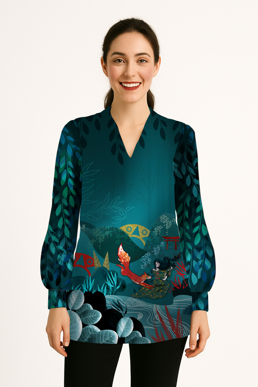 Tunique imprimée HÉLIAN KITSUNE