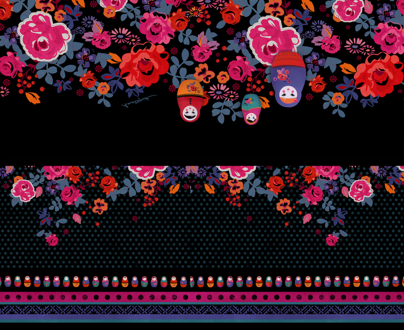 Poncho imprimé MILOU MATRIOCHKA