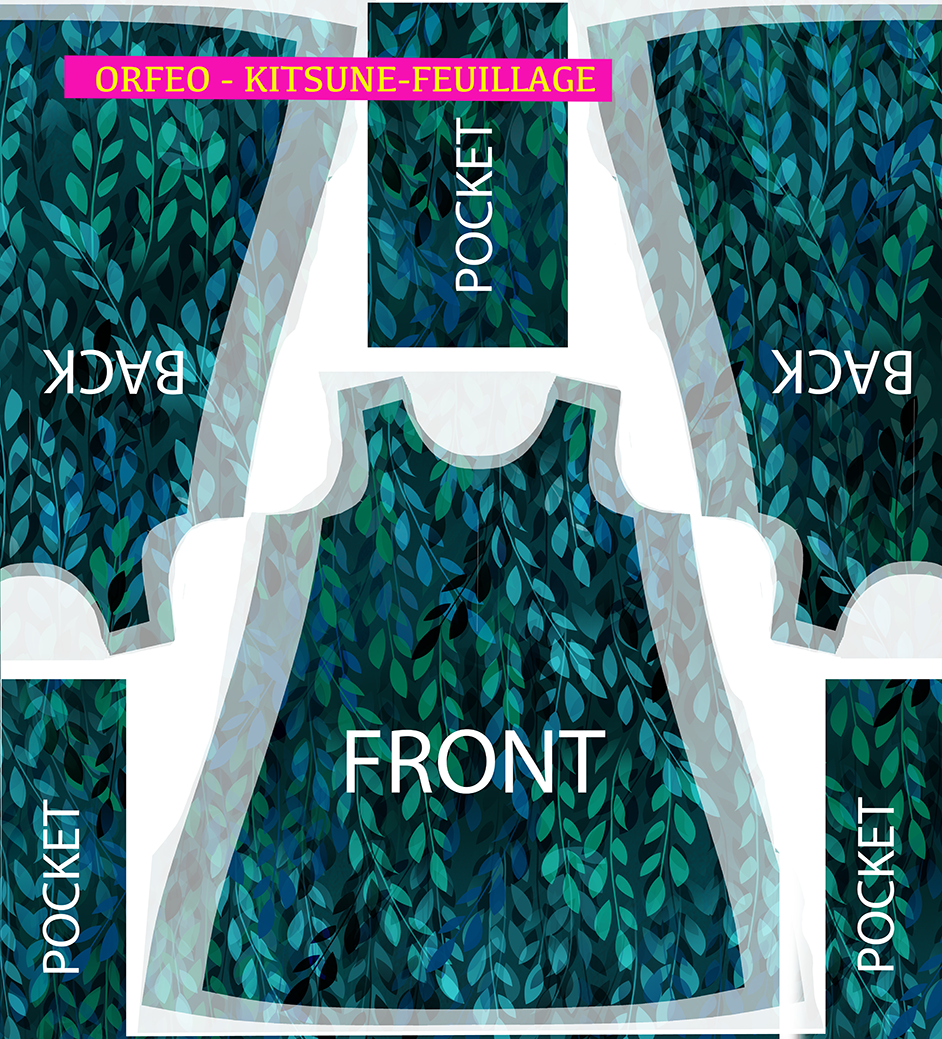 Robe trapèze imprimée ORFÉO KITSUNE FEUILLAGES