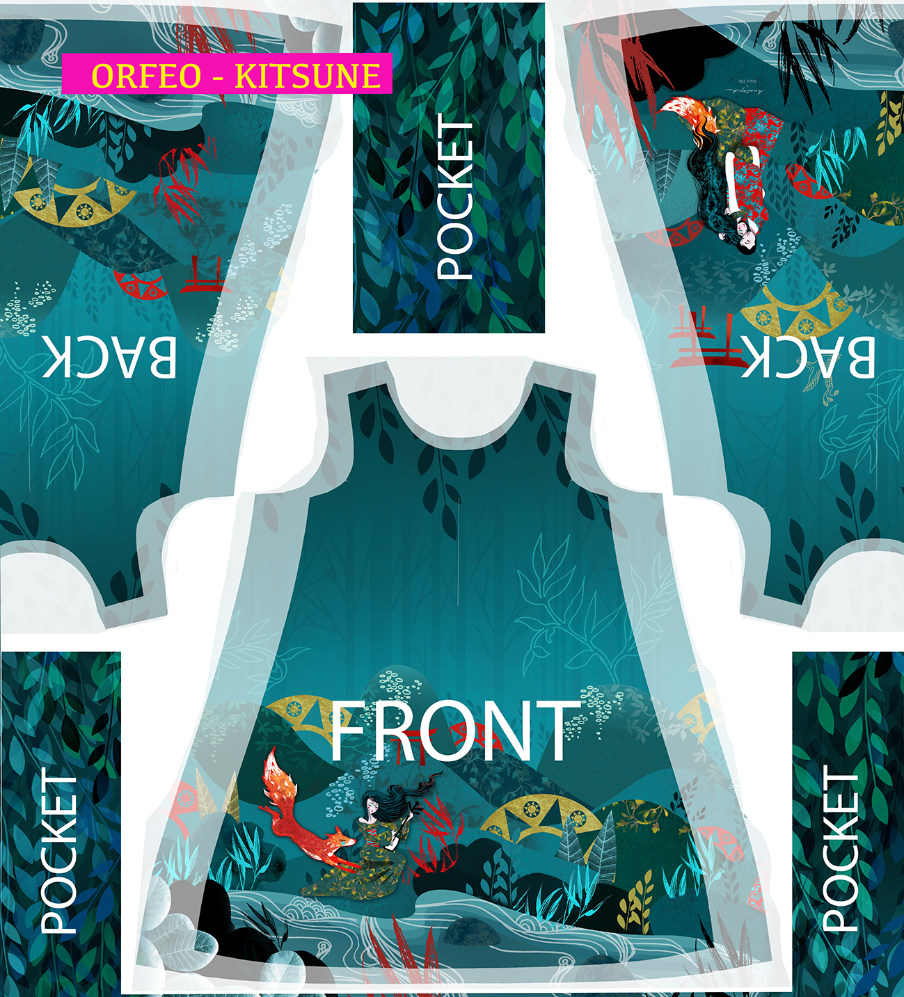 Robe trapèze imprimée ORFÉO KITSUNE