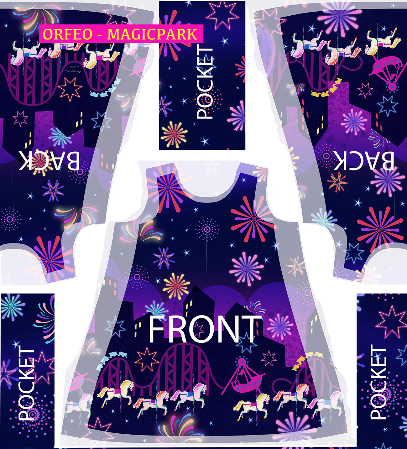 Robe trapèze imprimée ORFÉO MAGICPARK