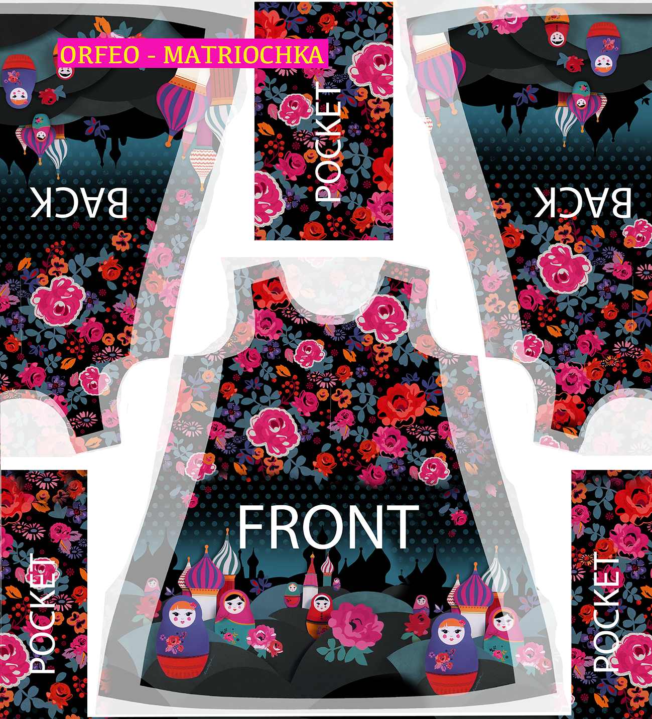 Robe trapèze imprimée ORFÉO MATRIOCHKA