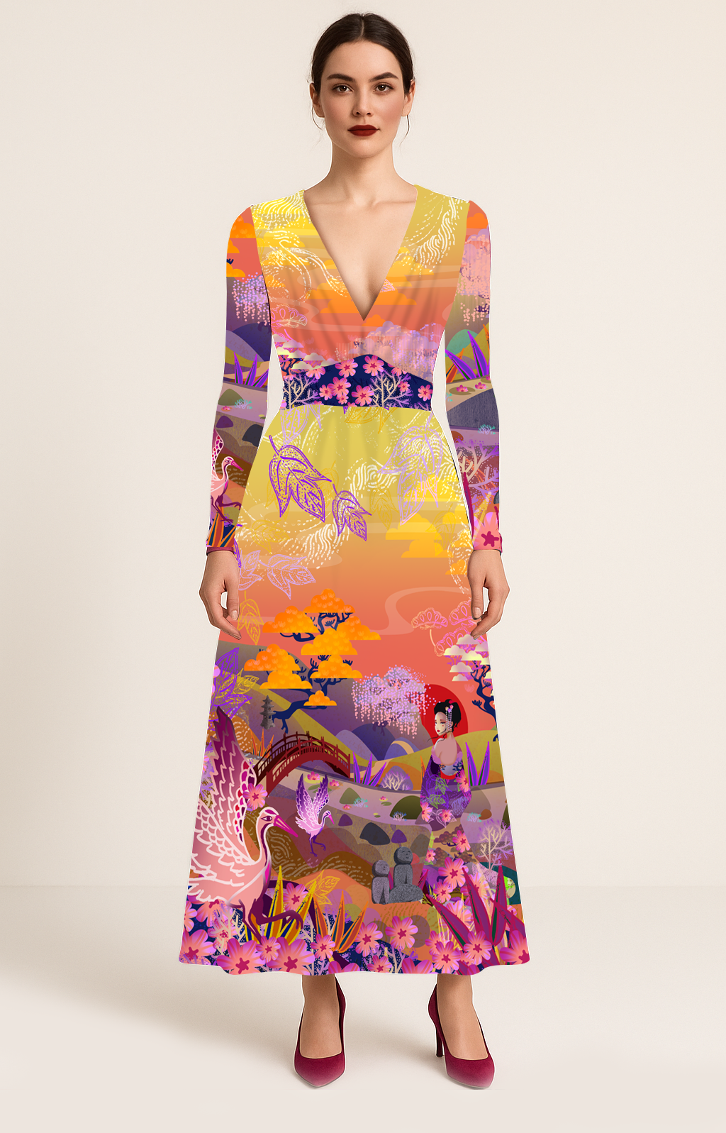 Robe longue imprimée ALMÉRIA MIZAKI KIRO