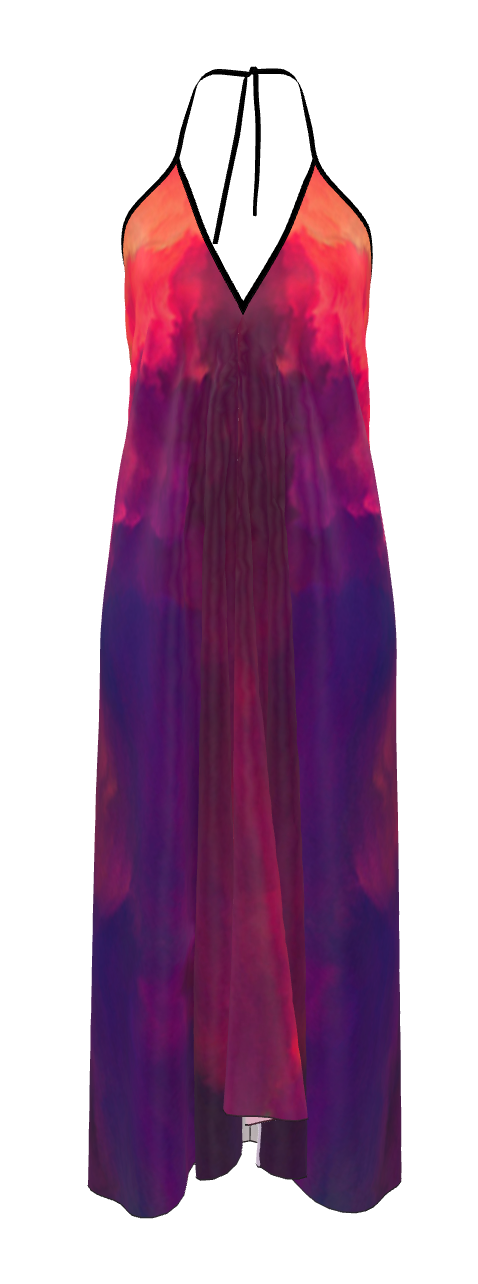 VALENTINE PEINTURE Gradient Backless Silk Dress
