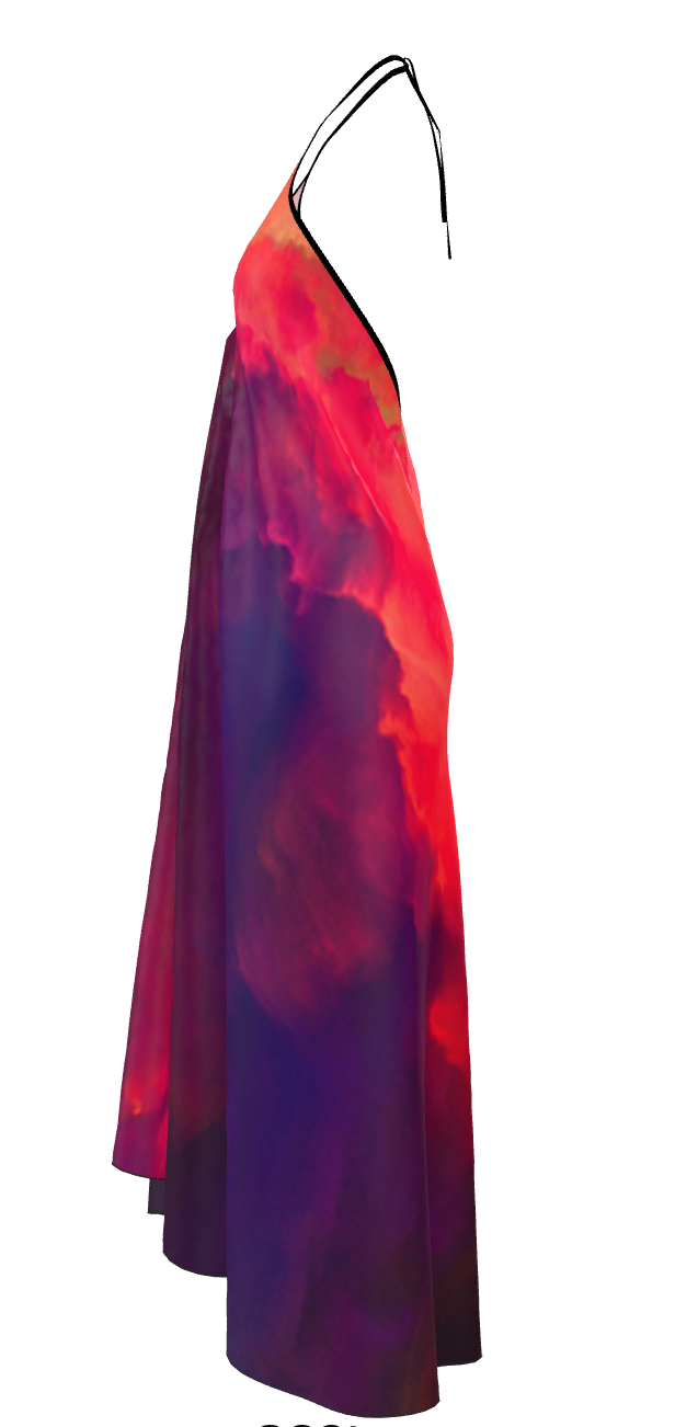 VALENTINE PEINTURE Gradient Backless Silk Dress