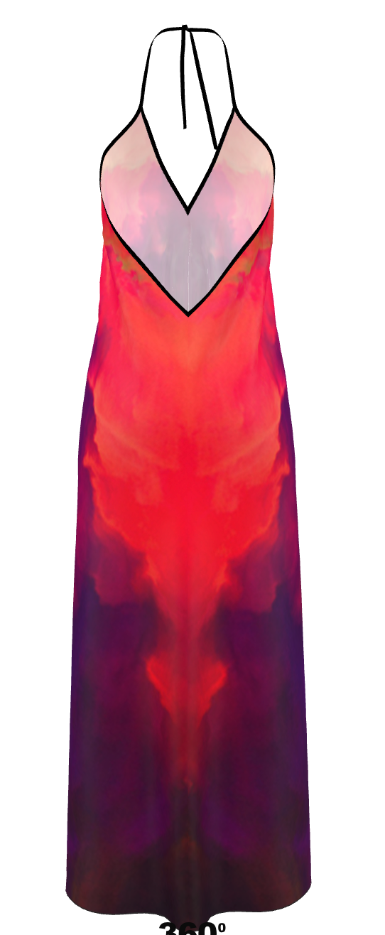 VALENTINE PEINTURE Gradient Backless Silk Dress