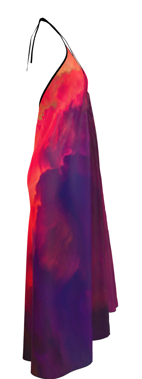 VALENTINE PEINTURE Gradient Backless Silk Dress