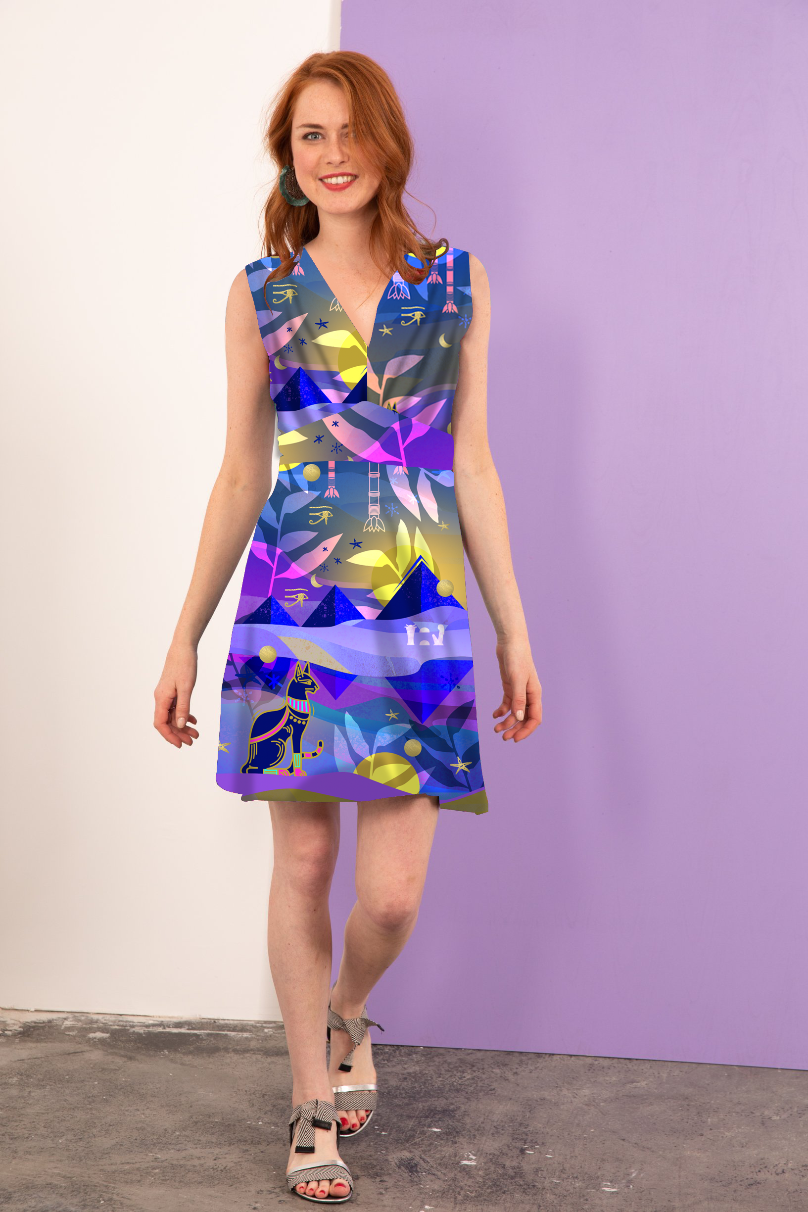 PRECOMMANDE Robe imprimée KYRIA BASTET