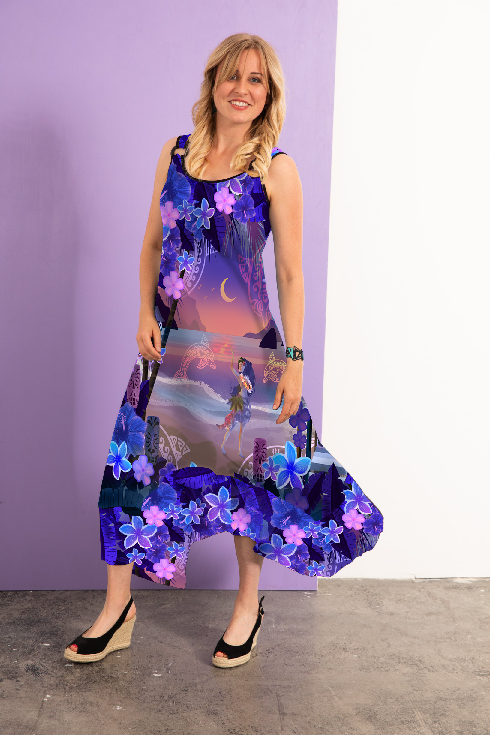 PRECOMMANDE Robe longue jersey NADIA TIKI NUIT