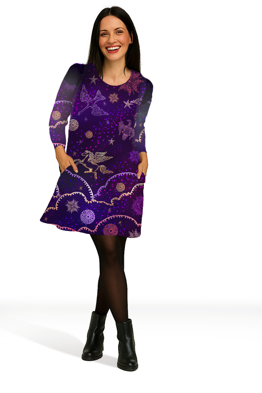 Robe trapèze imprimée ORFÉO CELESTE